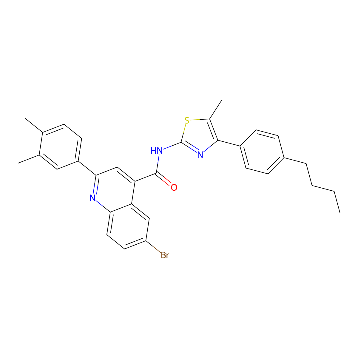 6-bromo-N-[4-(4-butylphenyl)-5-methyl-1,3-thiazol-2-yl]-2-(3,4-dimethylphenyl)quinoline-4-carboxamide molecular structure, CAS 438227-90-8