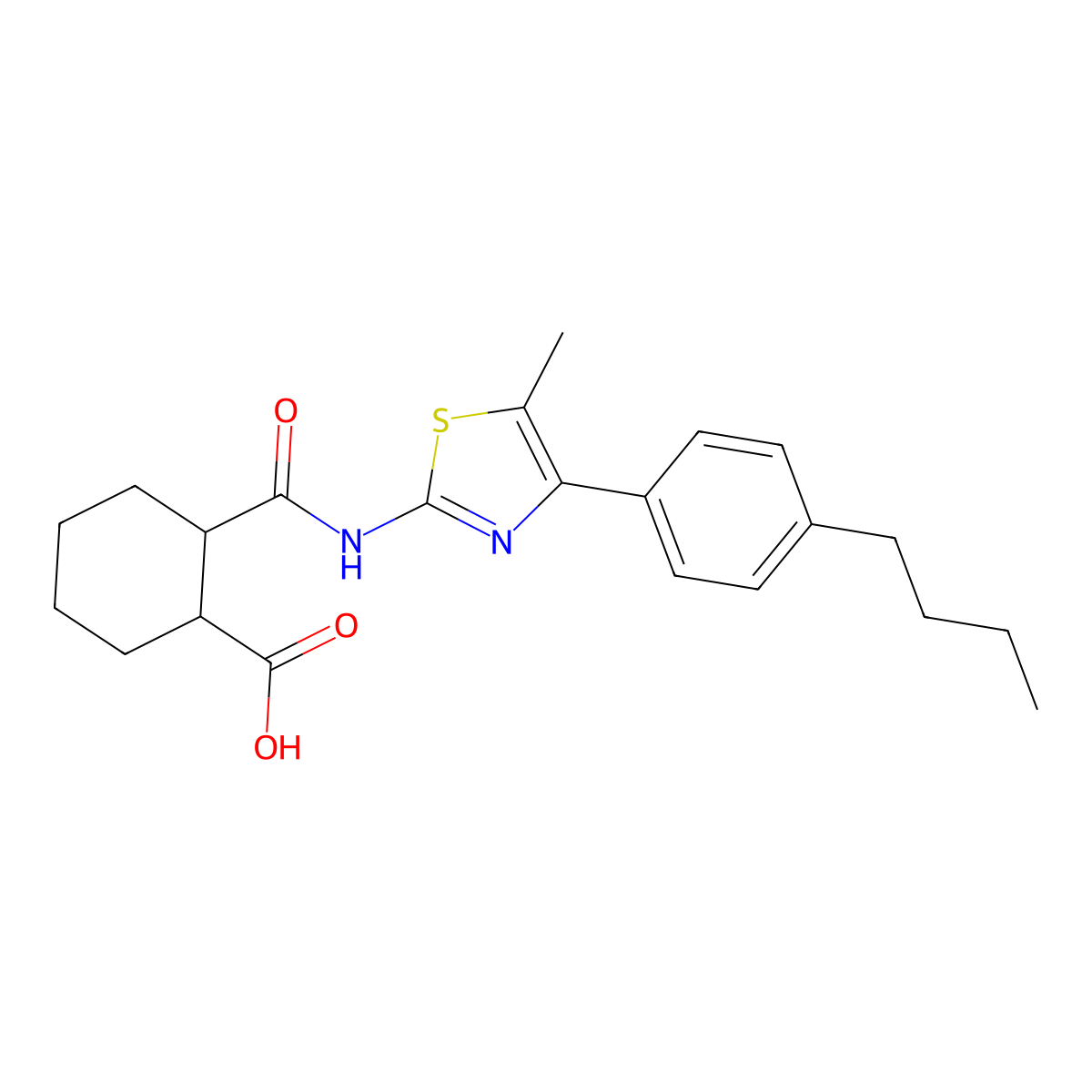 2-{[4-(4-Butylphenyl)-5-methyl-1,3-thiazol-2-yl]carbamoyl}cyclohexanecarboxylic acid molecular structure, CAS 438227-98-6