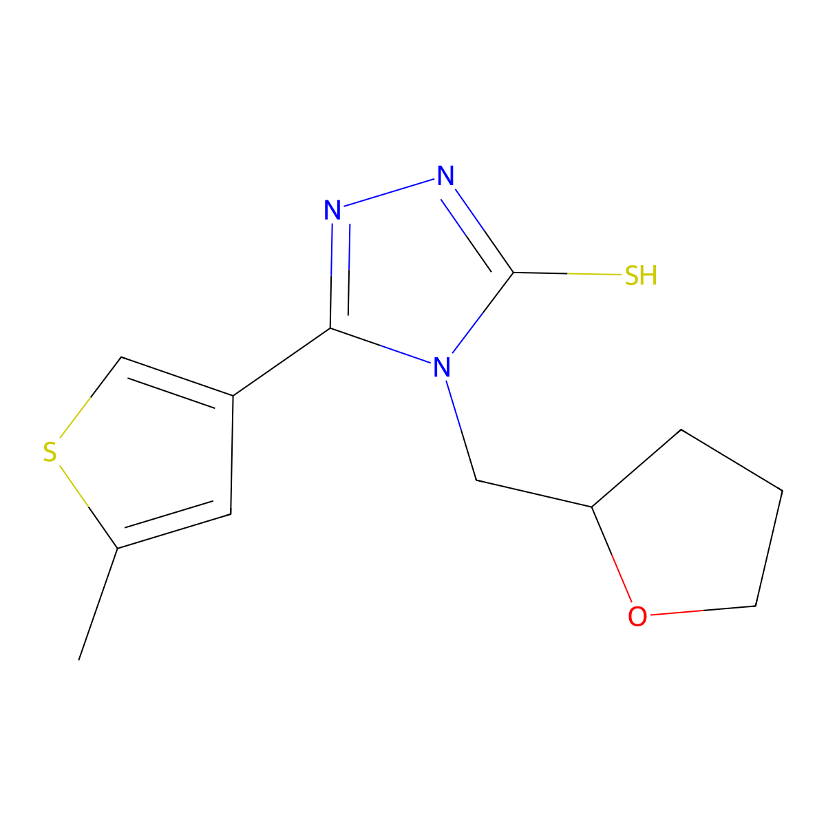 5-(5-methylthien-3-yl)-4-(tetrahydrofuran-2-ylmethyl)-4H-1,2,4-triazole-3-thiol molecular structure, CAS 438228-02-5