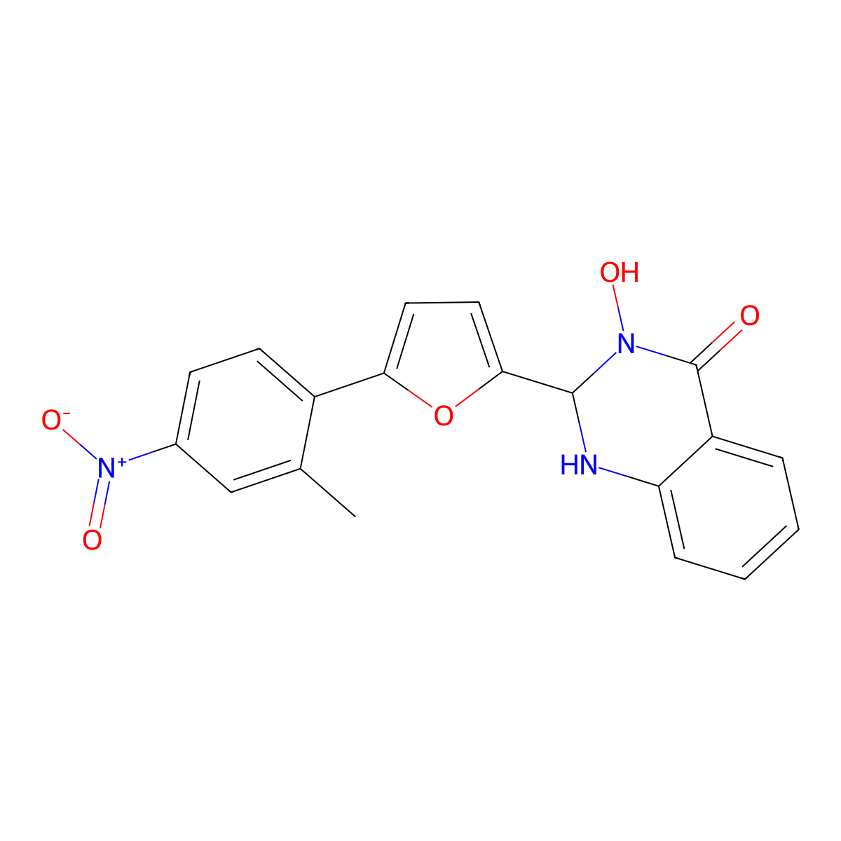 3-Hydroxy-2-[5-(2-methyl-4-nitrophenyl)furan-2-yl]-1,2-dihydroquinazolin-4-one molecular structure, CAS 438228-06-9