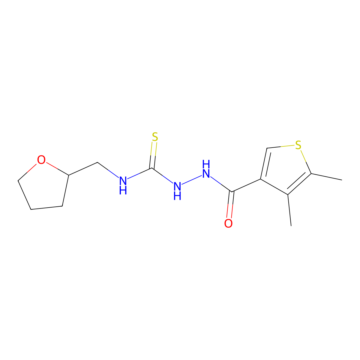 1-[(4,5-Dimethylthiophene-3-carbonyl)amino]-3-(oxolan-2-ylmethyl)thiourea molecular structure, CAS 438228-07-0