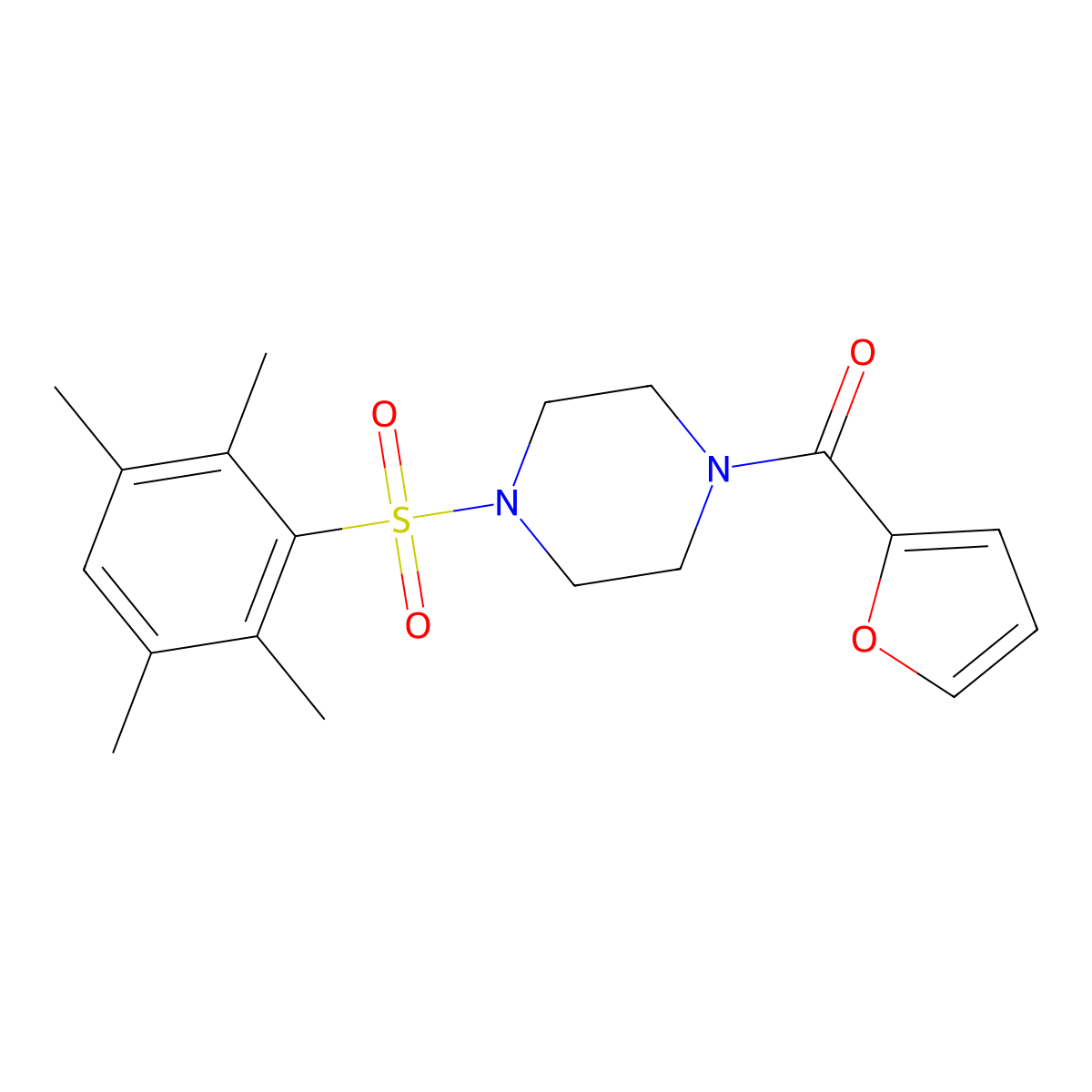 1-(2-Furoyl)-4-[(2,3,5,6-tetramethylphenyl)sulfonyl]piperazine molecular structure, CAS 438228-10-5