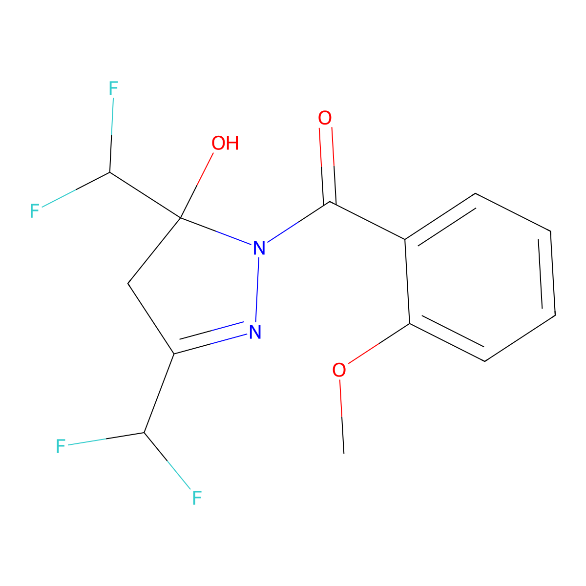 [3,5-bis(difluoromethyl)-5-hydroxy-4H-pyrazol-1-yl]-(2-methoxyphenyl)methanone molecular structure, CAS 438228-24-1