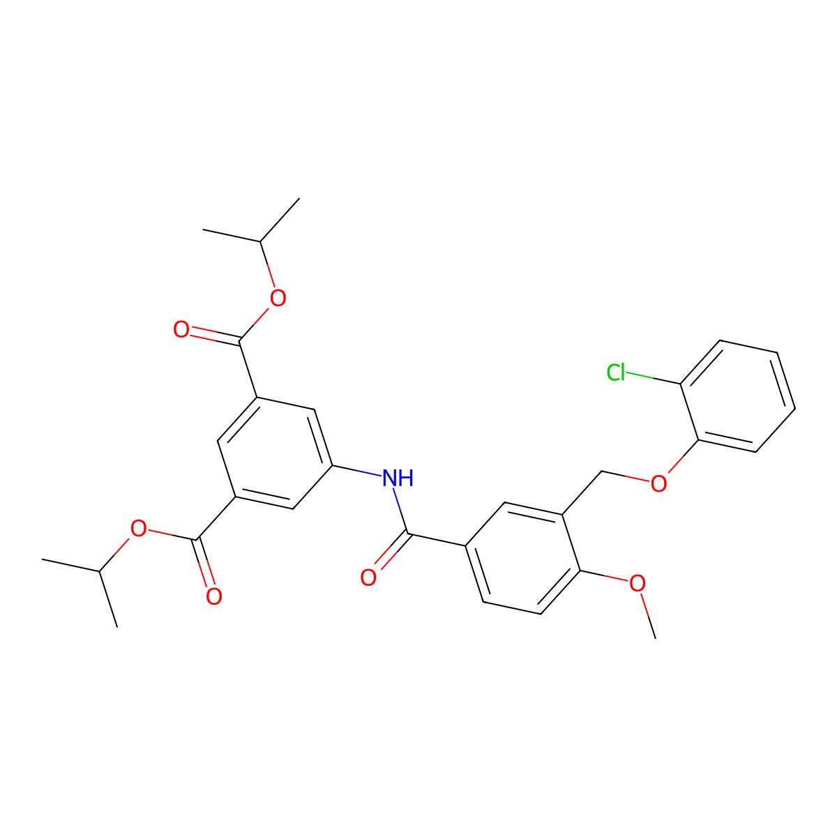 Diisopropyl 5-({3-[(2-chlorophenoxy)methyl]-4-methoxybenzoyl}amino)isophthalate molecular structure, CAS 438228-32-1