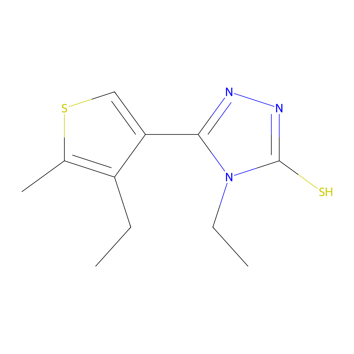 4-ethyl-5-(4-ethyl-5-methylthien-3-yl)-4H-1,2,4-triazole-3-thiol molecular structure, CAS 438228-34-3