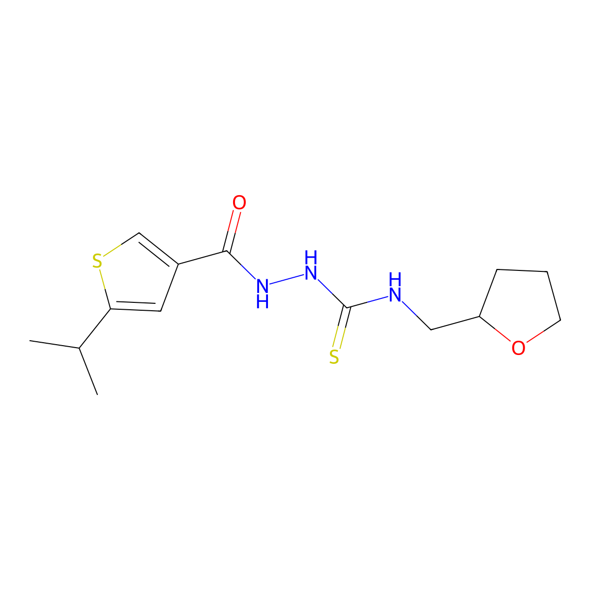 1-(Oxolan-2-ylmethyl)-3-[(5-propan-2-ylthiophene-3-carbonyl)amino]thiourea molecular structure, CAS 438228-54-7