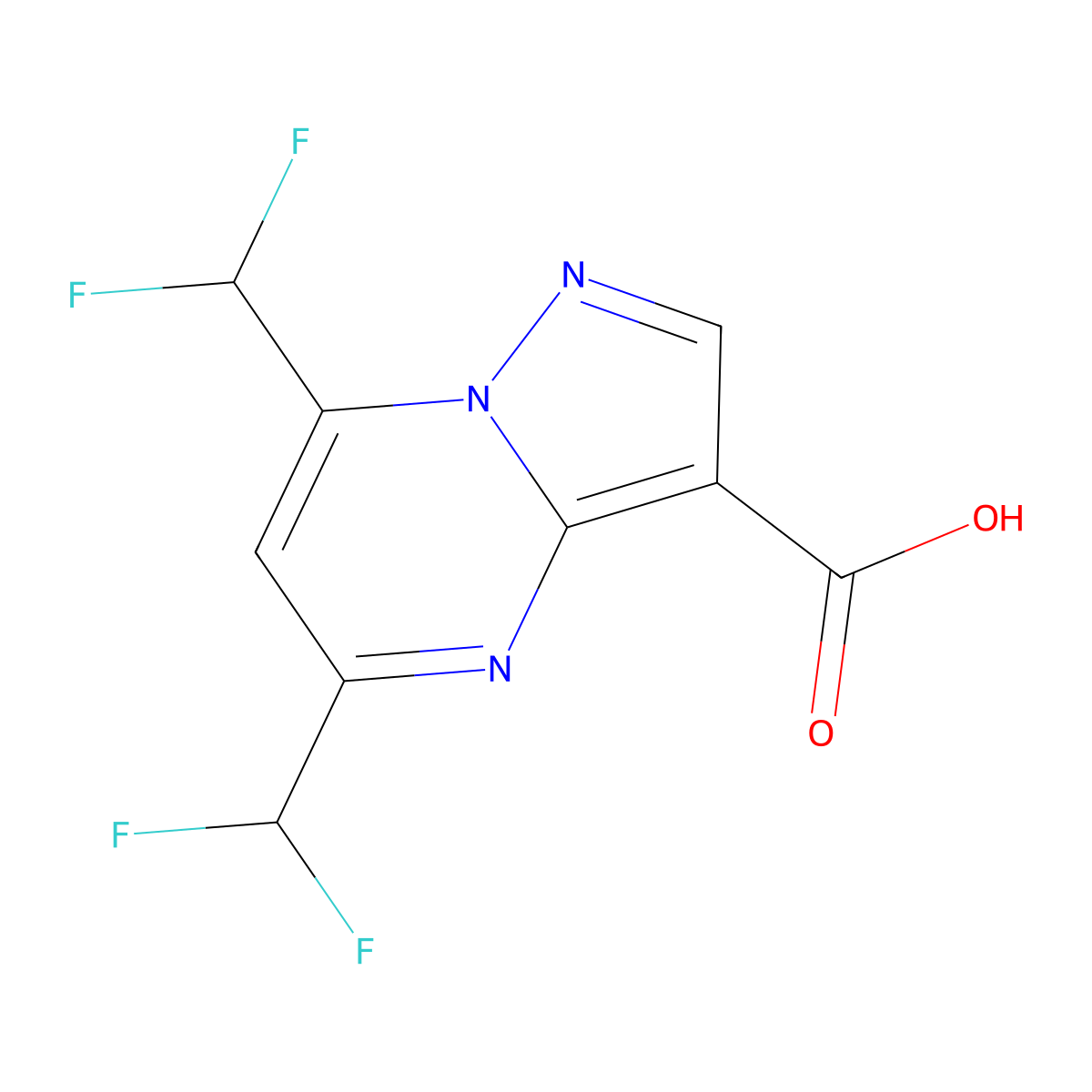 5,7-Bis(difluoromethyl)pyrazolo[1,5-a]pyrimidine-3-carboxylic acid molecular structure, CAS 438228-65-0