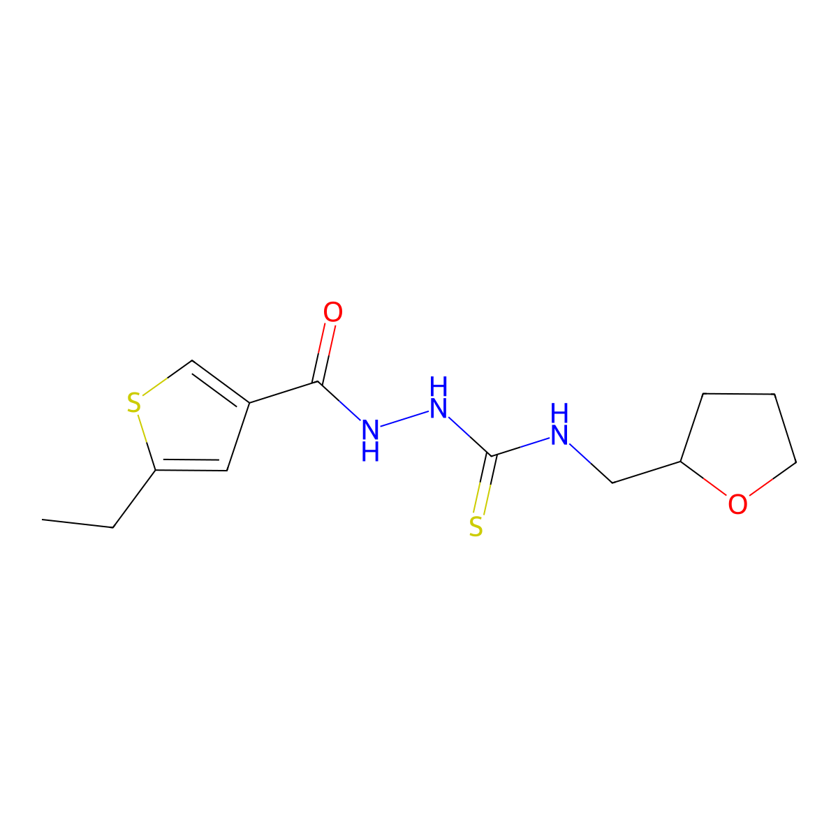 1-[(5-Ethylthiophene-3-carbonyl)amino]-3-(oxolan-2-ylmethyl)thiourea molecular structure, CAS 438228-67-2
