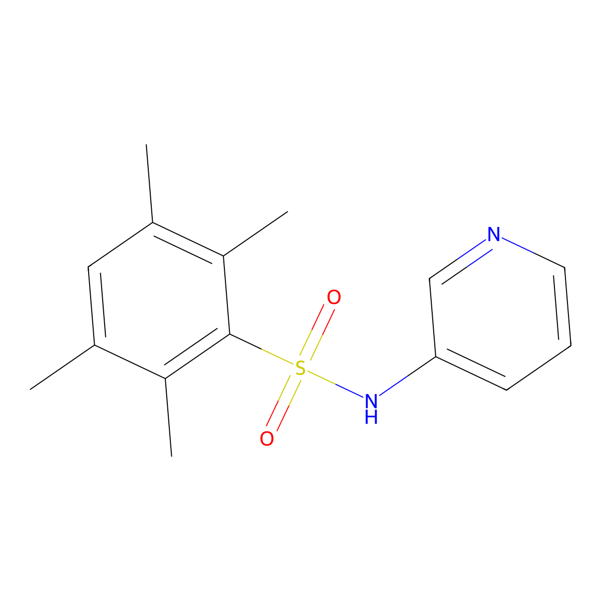 2,3,5,6-tetramethyl-N-pyridin-3-ylbenzenesulfonamide molecular structure, CAS 438228-68-3