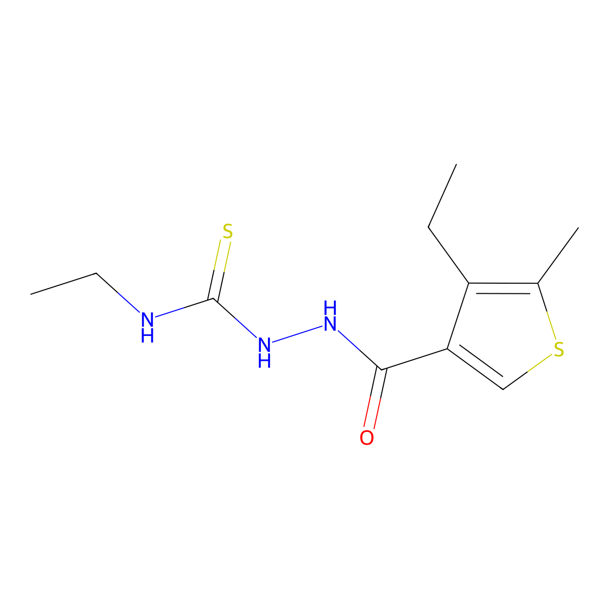 1-Ethyl-3-[(4-ethyl-5-methylthiophene-3-carbonyl)amino]thiourea molecular structure, CAS 438228-69-4