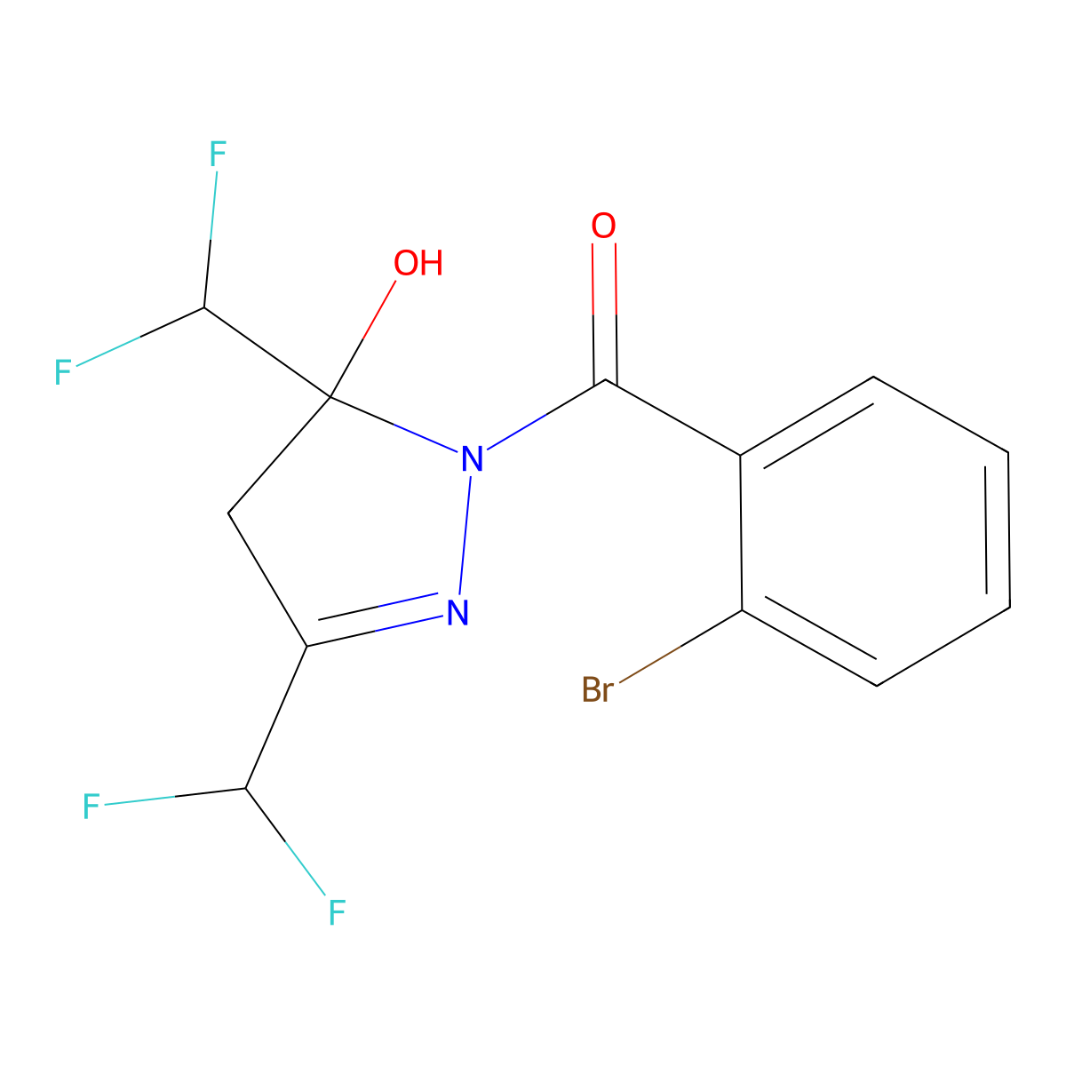 [3,5-bis(difluoromethyl)-5-hydroxy-4H-pyrazol-1-yl]-(2-bromophenyl)methanone molecular structure, CAS 438228-70-7