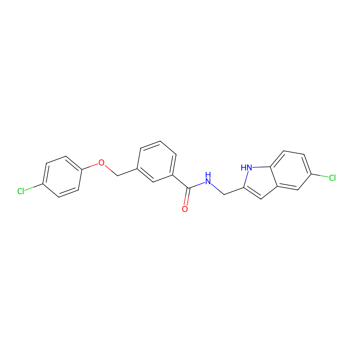 N-[(5-chloro-1H-indol-2-yl)methyl]-3-[(4-chlorophenoxy)methyl]benzamide molecular structure, CAS 438228-73-0