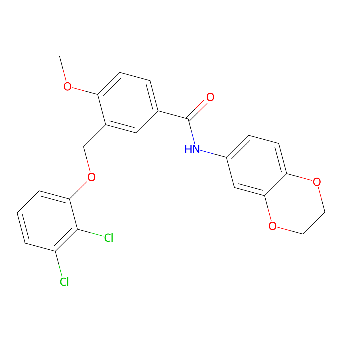 3-[(2,3-dichlorophenoxy)methyl]-N-(2,3-dihydro-1,4-benzodioxin-6-yl)-4-methoxybenzamide molecular structure, CAS 438228-74-1