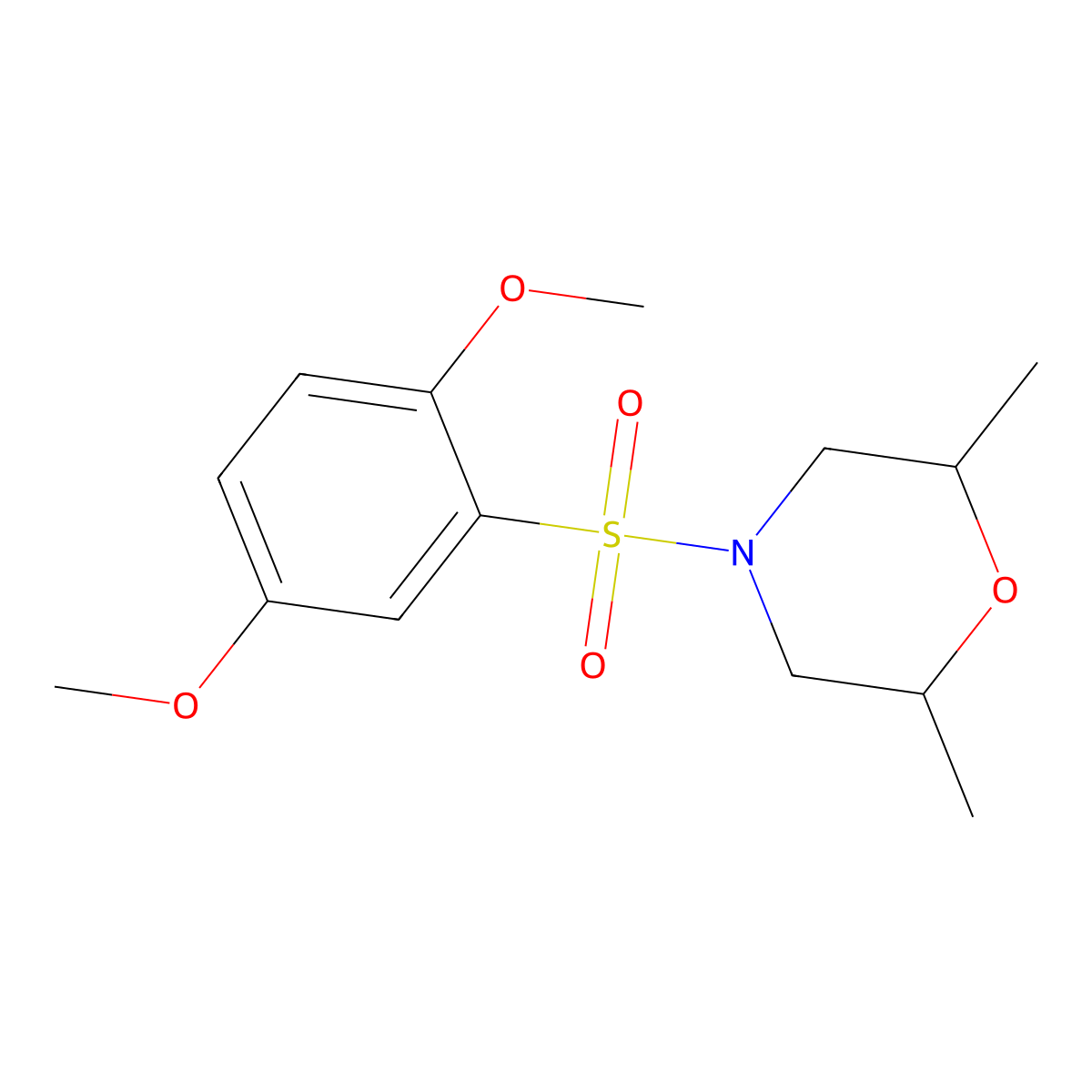 4-[(2,5-Dimethoxyphenyl)sulfonyl]-2,6-dimethylmorpholine molecular structure, CAS 438228-86-5