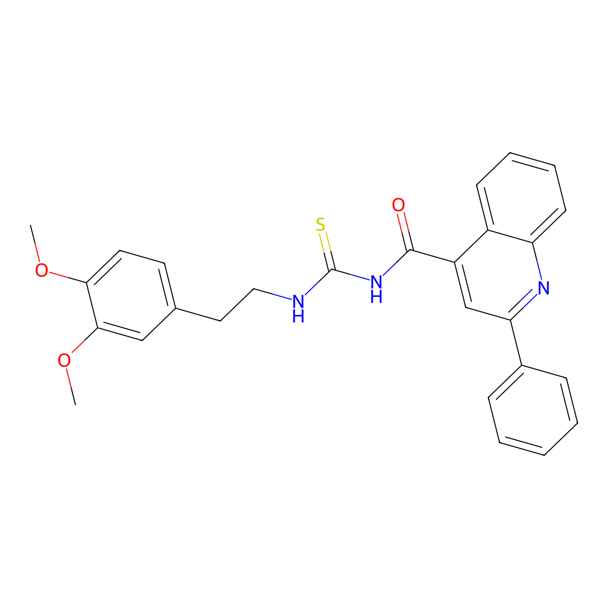 N-[2-(3,4-dimethoxyphenyl)ethylcarbamothioyl]-2-phenylquinoline-4-carboxamide molecular structure, CAS 438228-88-7