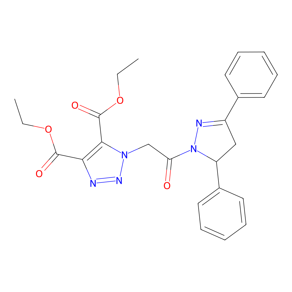 diethyl 1-[2-(3,5-diphenyl-4,5-dihydro-1H-pyrazol-1-yl)-2-oxoethyl]-1H-1,2,3-triazole-4,5-dicarboxylate molecular structure, CAS 438228-92-3