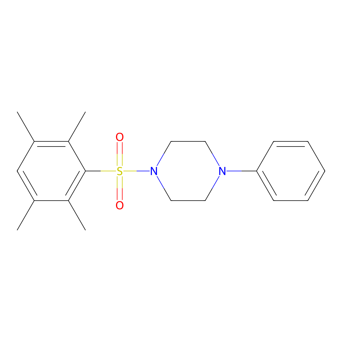 1-Phenyl-4-[(2,3,5,6-tetramethylphenyl)sulfonyl]piperazine molecular structure, CAS 438228-93-4