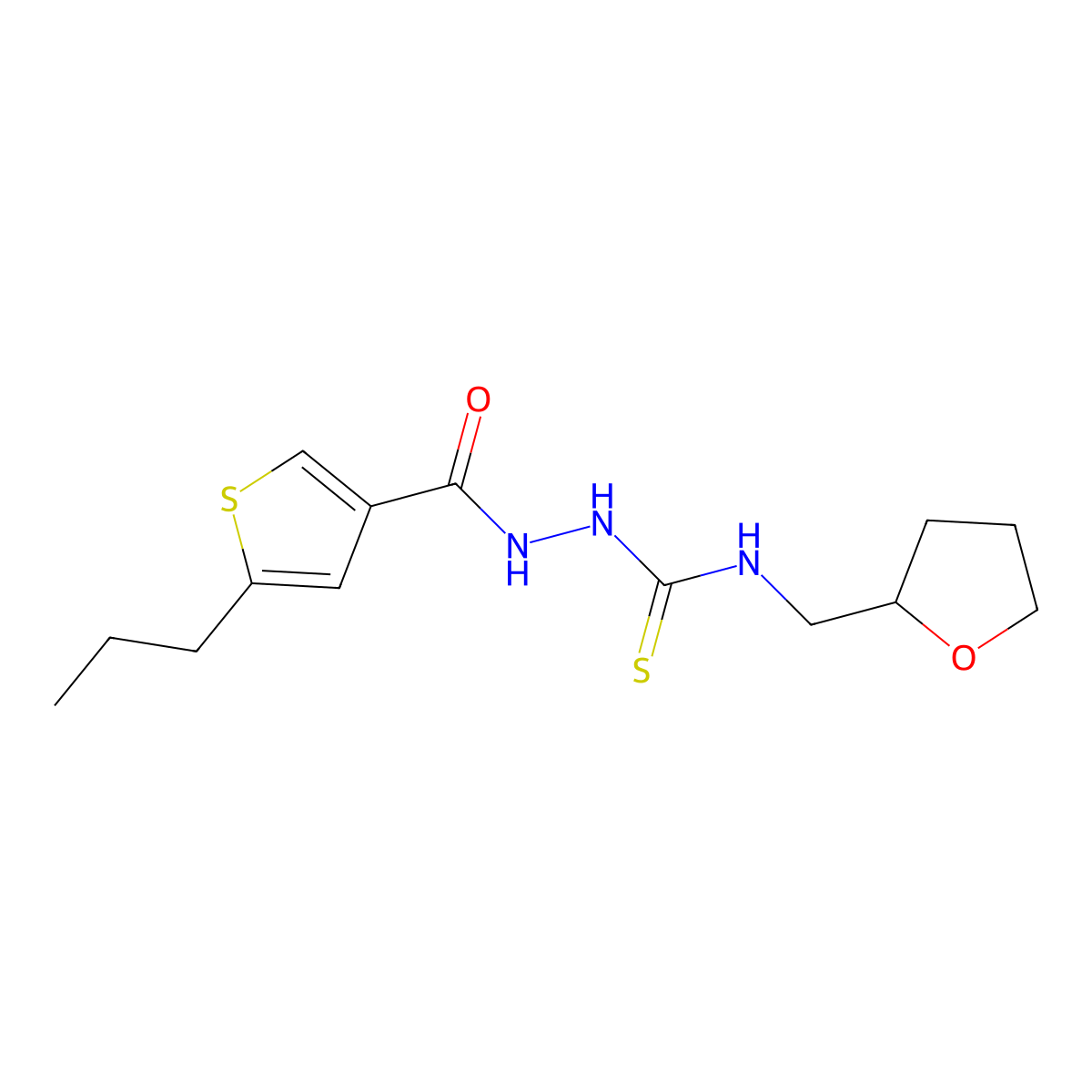 1-(Oxolan-2-ylmethyl)-3-[(5-propylthiophene-3-carbonyl)amino]thiourea molecular structure, CAS 438229-07-3