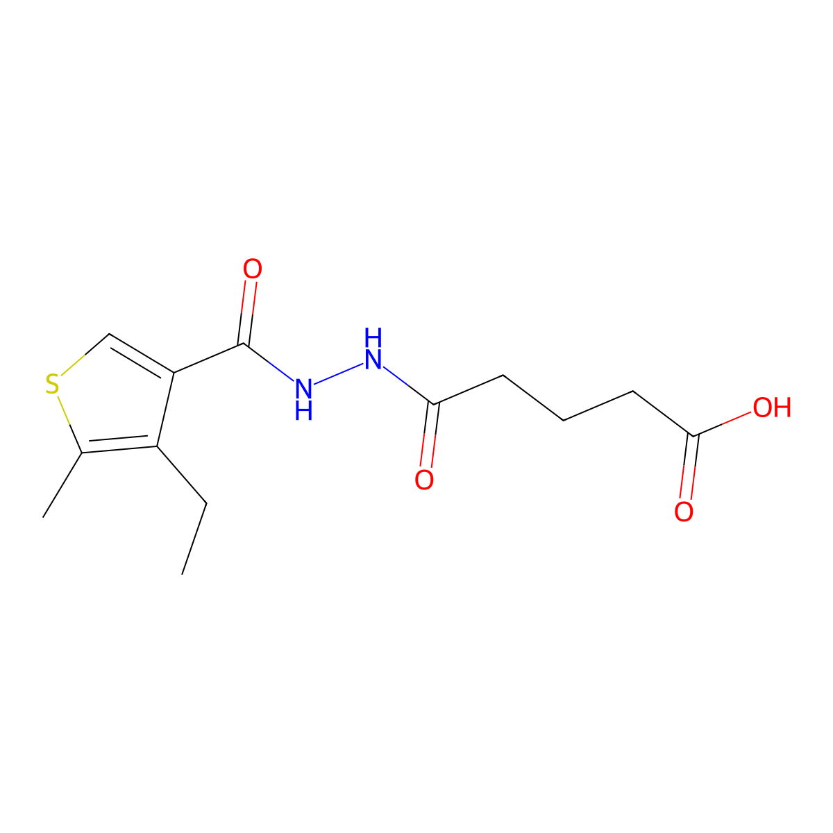 4-{N-[(4-ethyl-5-methyl-3-thienyl)carbonylamino]carbamoyl}butanoic acid molecular structure, CAS 438229-11-9