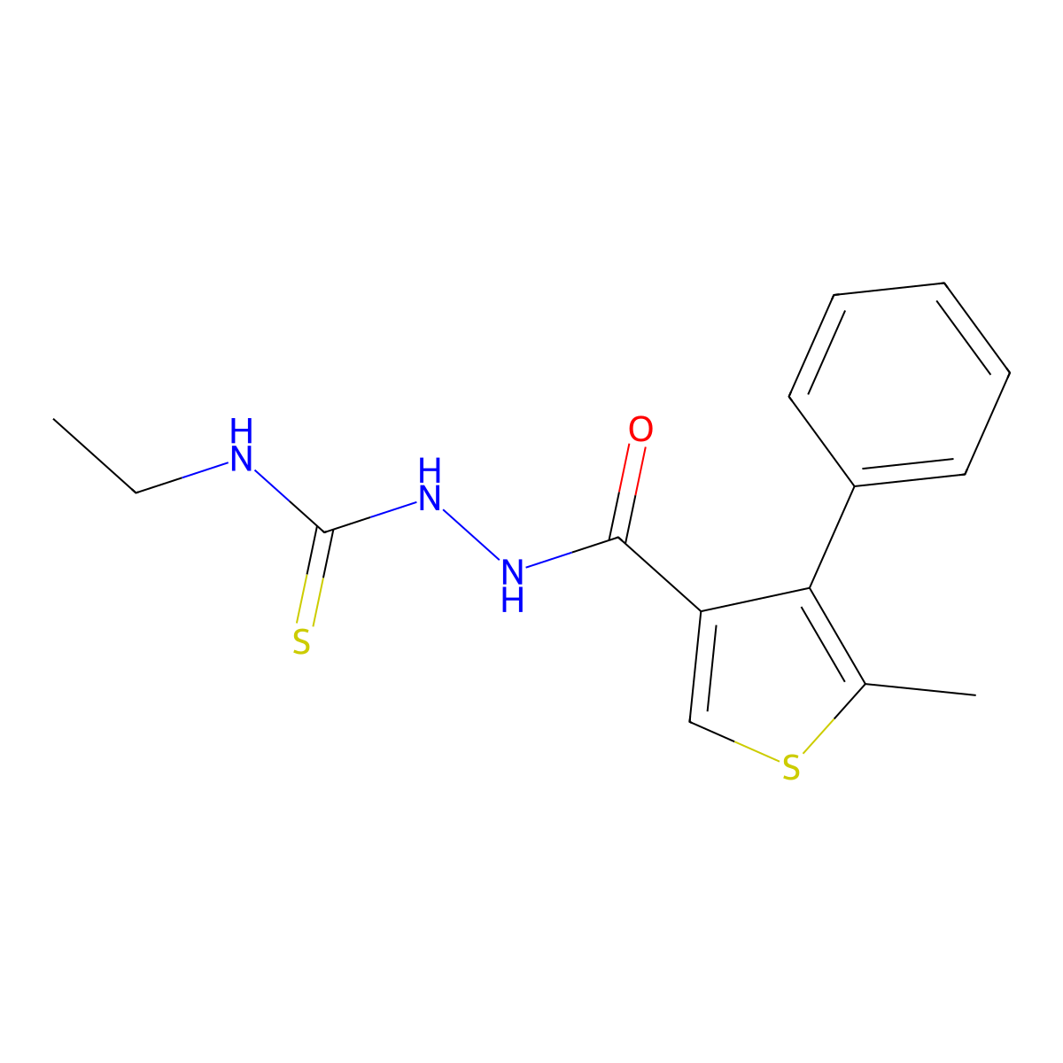 1-Ethyl-3-[(5-methyl-4-phenylthiophene-3-carbonyl)amino]thiourea molecular structure, CAS 438229-15-3