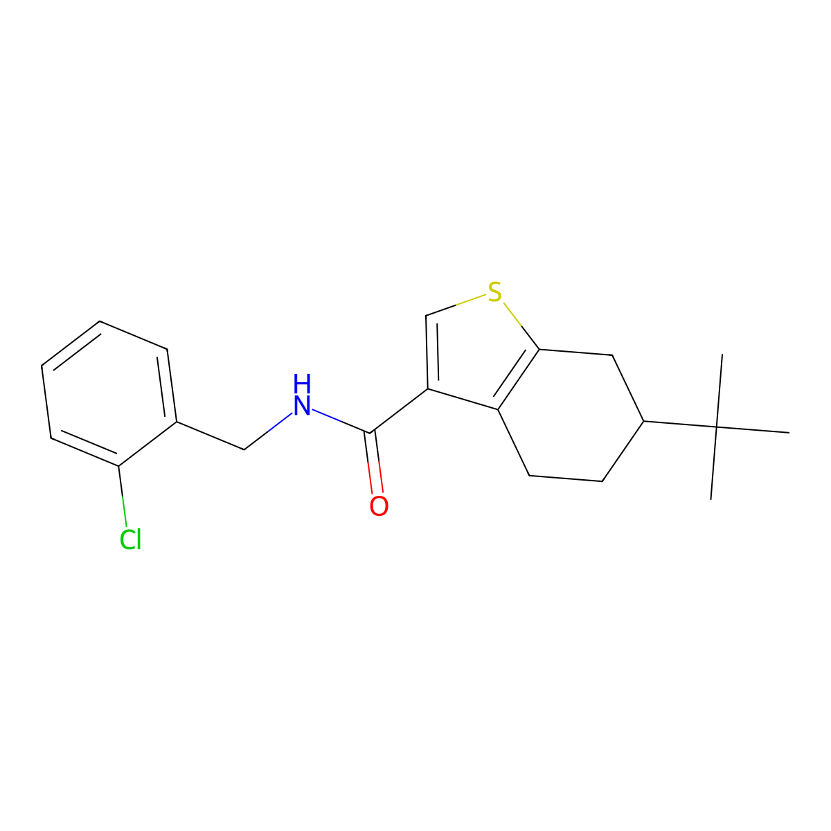 6-tert-butyl-N-(2-chlorobenzyl)-4,5,6,7-tetrahydro-1-benzothiophene-3-carboxamide molecular structure, CAS 438229-33-5