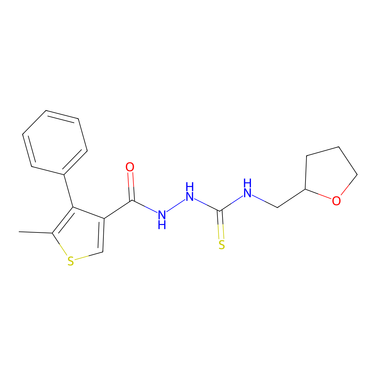 1-[(5-Methyl-4-phenylthiophene-3-carbonyl)amino]-3-(oxolan-2-ylmethyl)thiourea molecular structure, CAS 438229-41-5