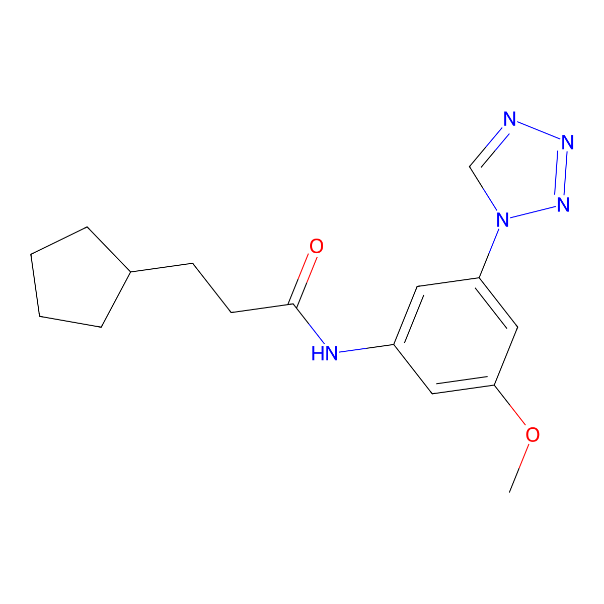 N-(3-Methoxy-5-(1H-tetrazol-1-yl)phenyl)cyclopentanepropanamide molecular structure, CAS 438229-61-9