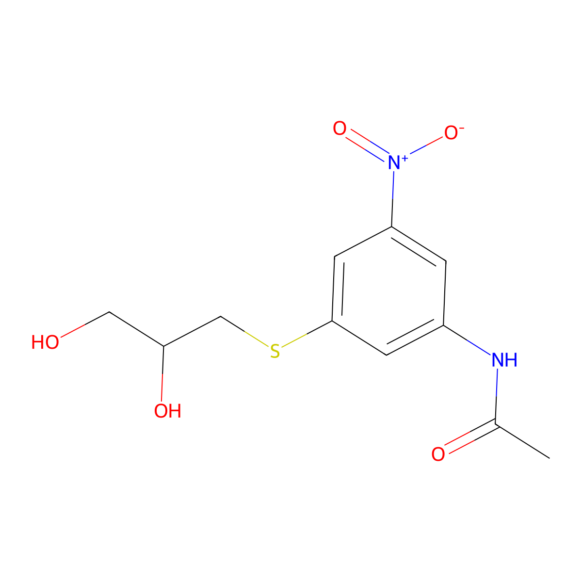 N-{3-[(2,3-dihydroxypropyl)sulfanyl]-5-nitrophenyl}acetamide molecular structure, CAS 438229-63-1
