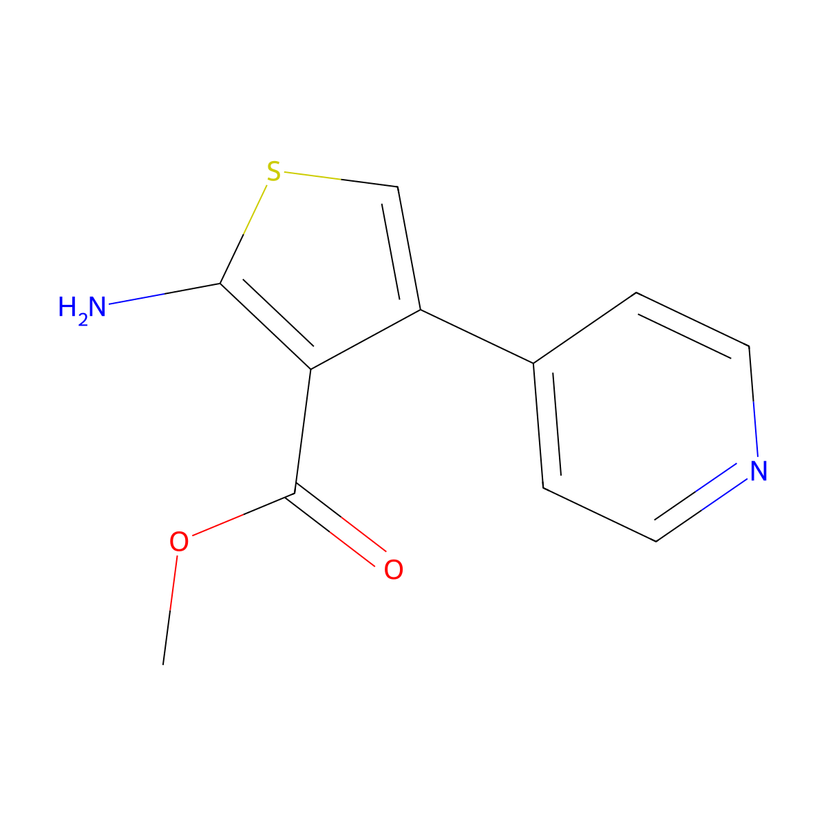 Methyl 2-amino-4-pyridin-4-ylthiophene-3-carboxylate molecular structure, CAS 438229-64-2