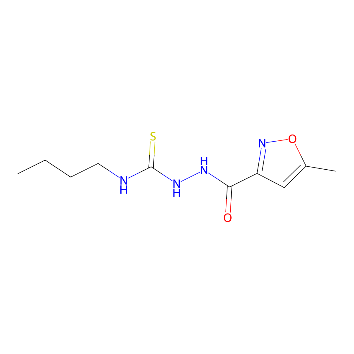 N-butyl-2-[(5-methyl-3-isoxazolyl)carbonyl]hydrazinecarbothioamide molecular structure, CAS 438229-68-6