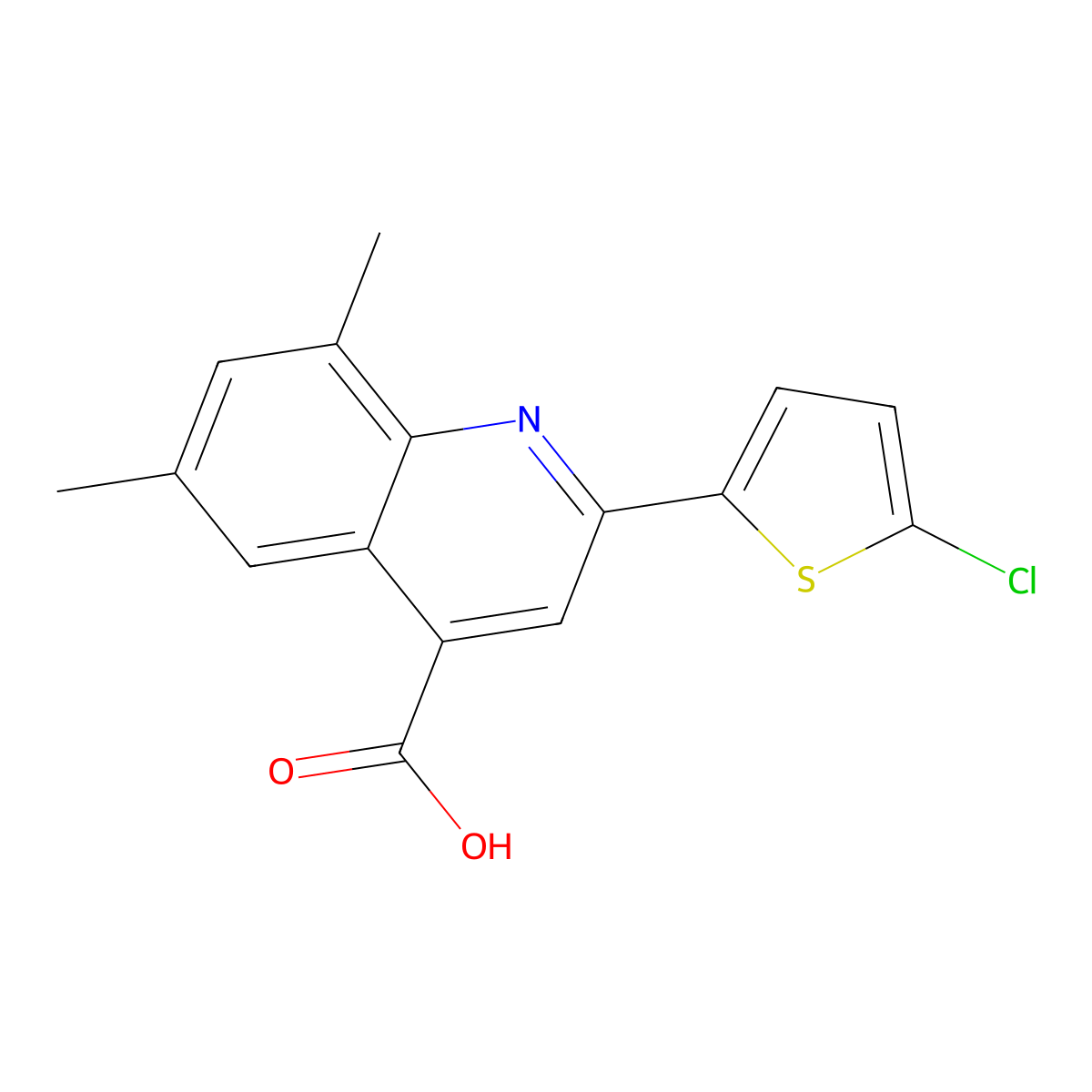 2-(5-Chlorothien-2-yl)-6,8-dimethylquinoline-4-carboxylic acid molecular structure, CAS 438229-70-0