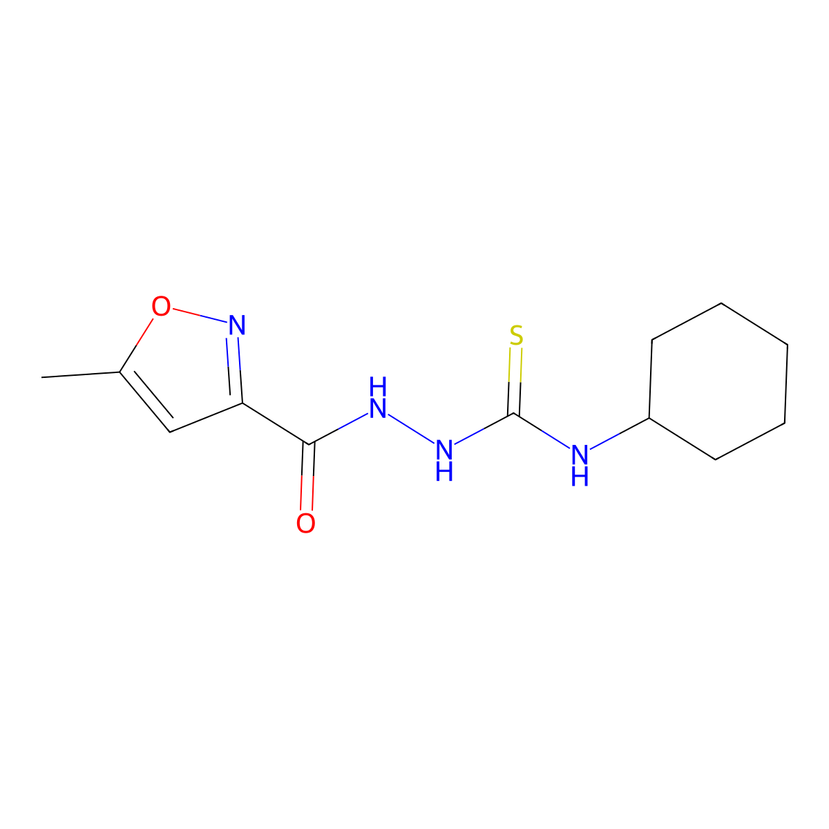 1-Cyclohexyl-3-[(5-methyl-1,2-oxazole-3-carbonyl)amino]thiourea molecular structure, CAS 438229-73-3