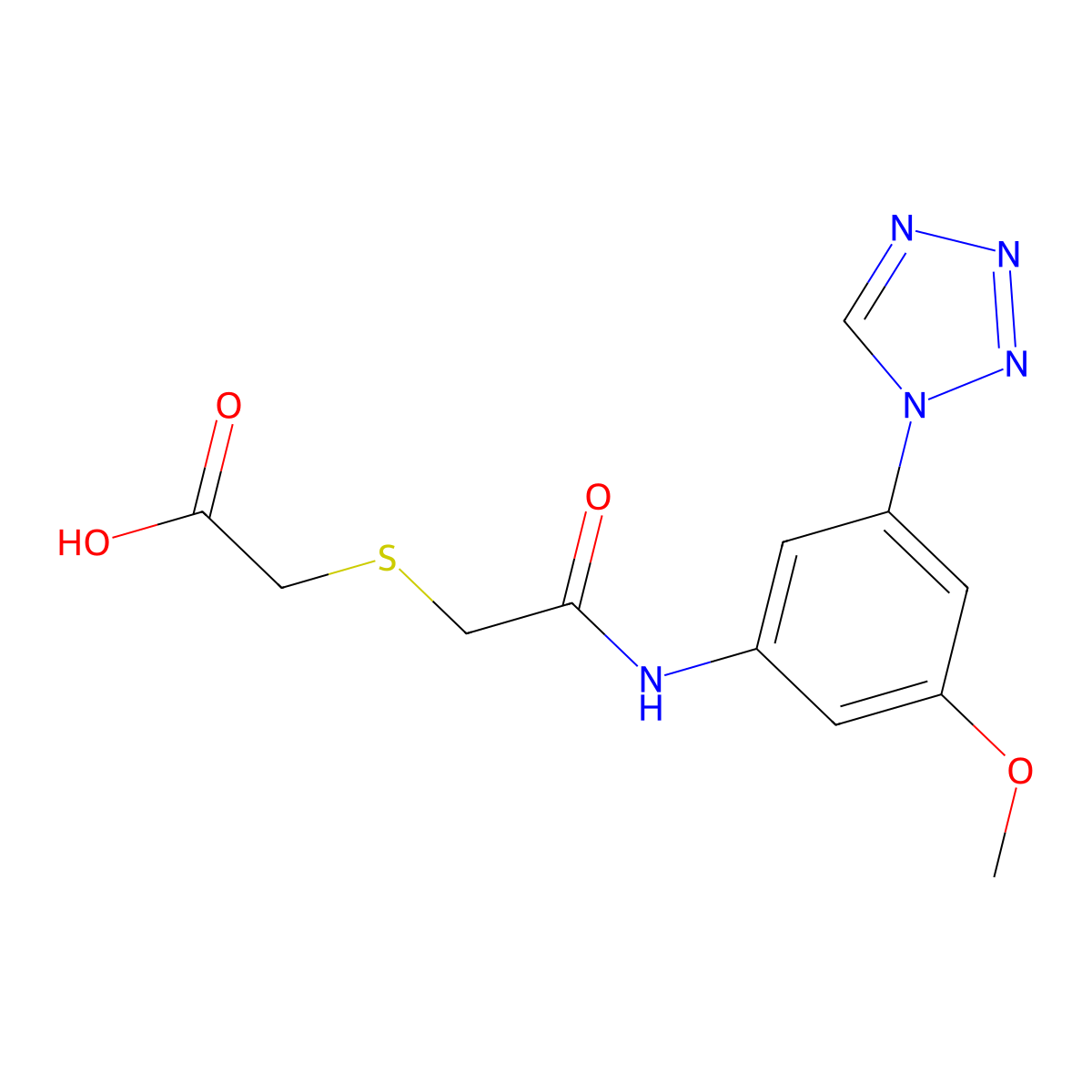 [(2-{[3-methoxy-5-(1H-tetrazol-1-yl)phenyl]amino}-2-oxoethyl)sulfanyl]acetic acid molecular structure, CAS 438229-75-5