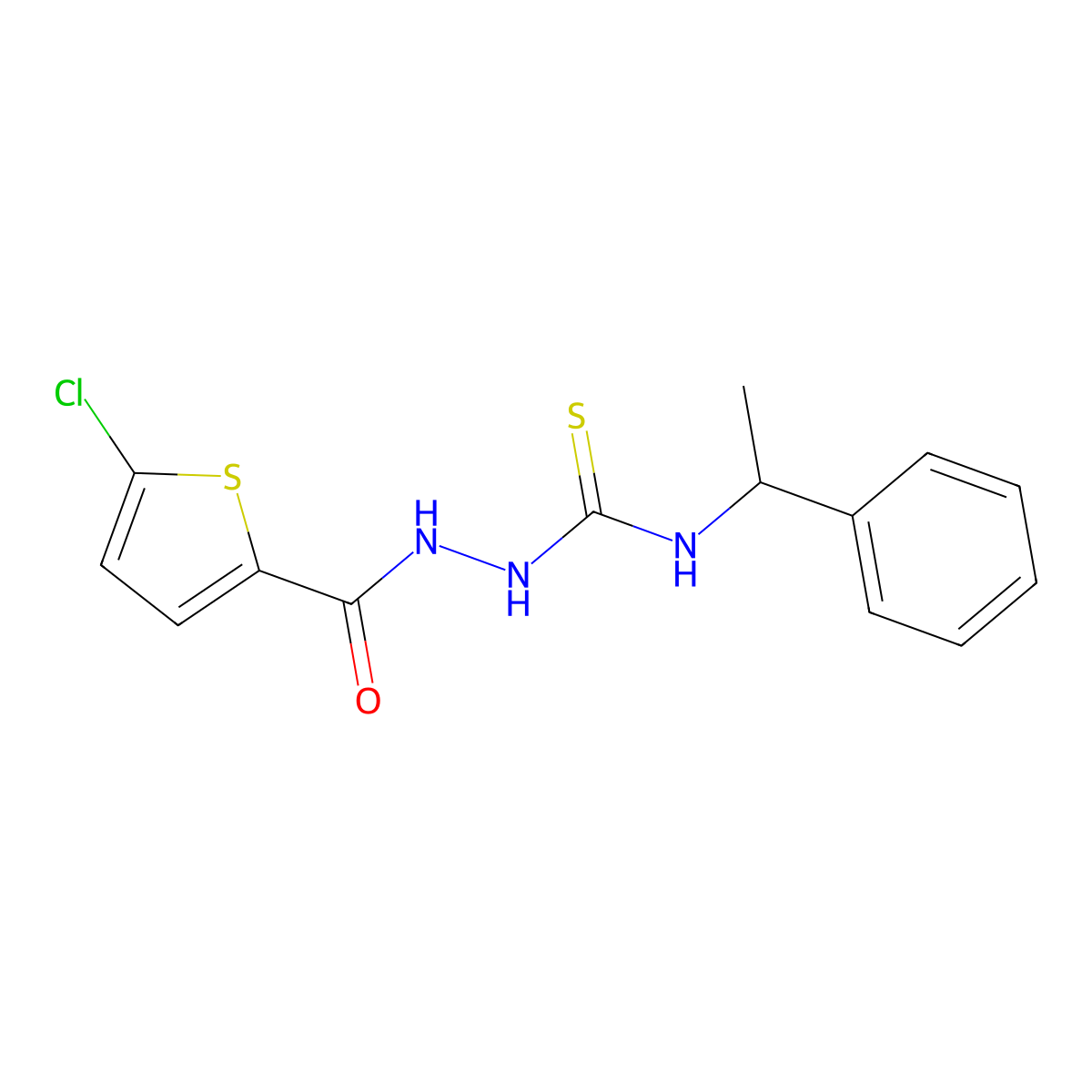 1-[(5-Chlorothiophene-2-carbonyl)amino]-3-(1-phenylethyl)thiourea molecular structure, CAS 438229-77-7