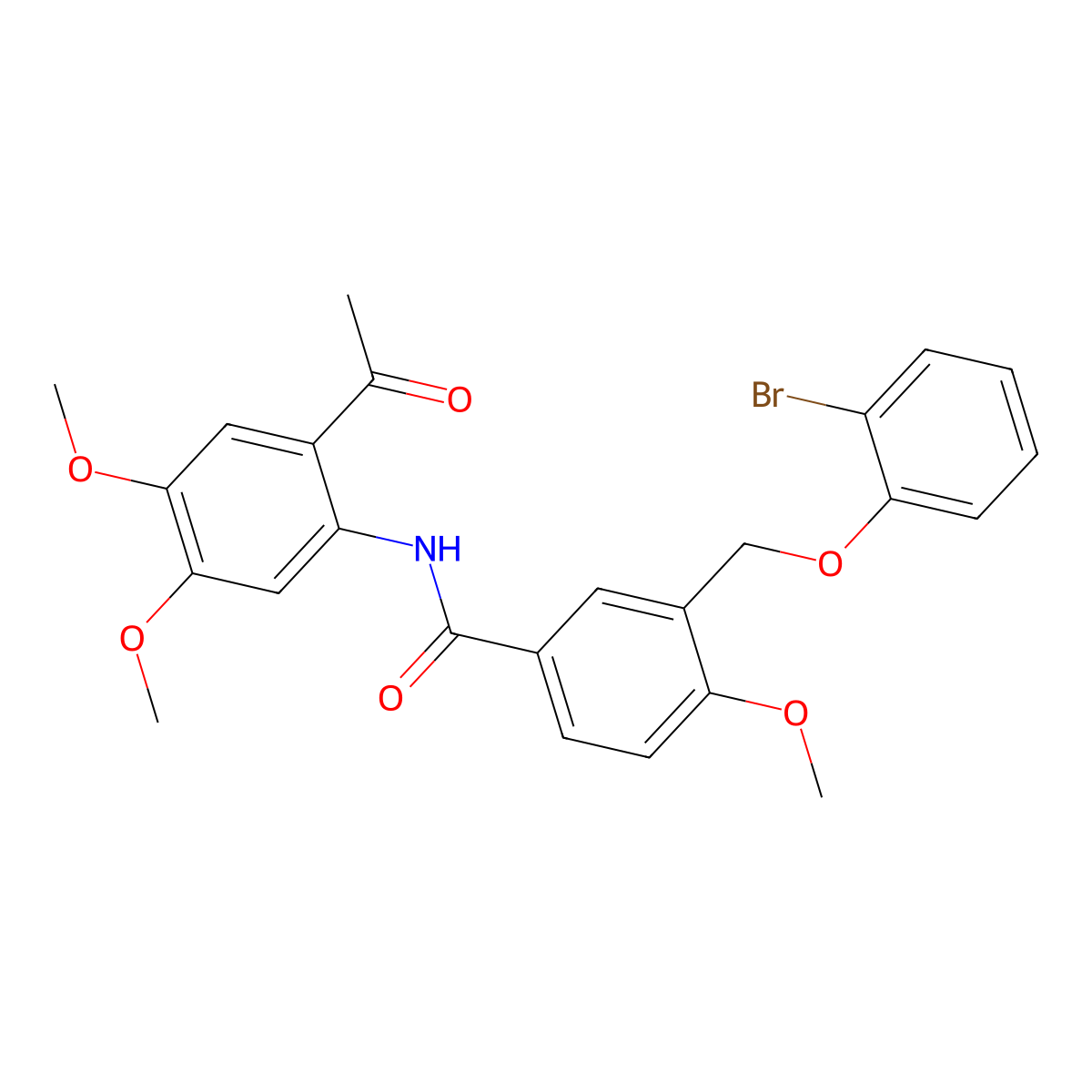 N-(2-acetyl-4,5-dimethoxyphenyl)-3-[(2-bromophenoxy)methyl]-4-methoxybenzamide molecular structure, CAS 438229-89-1