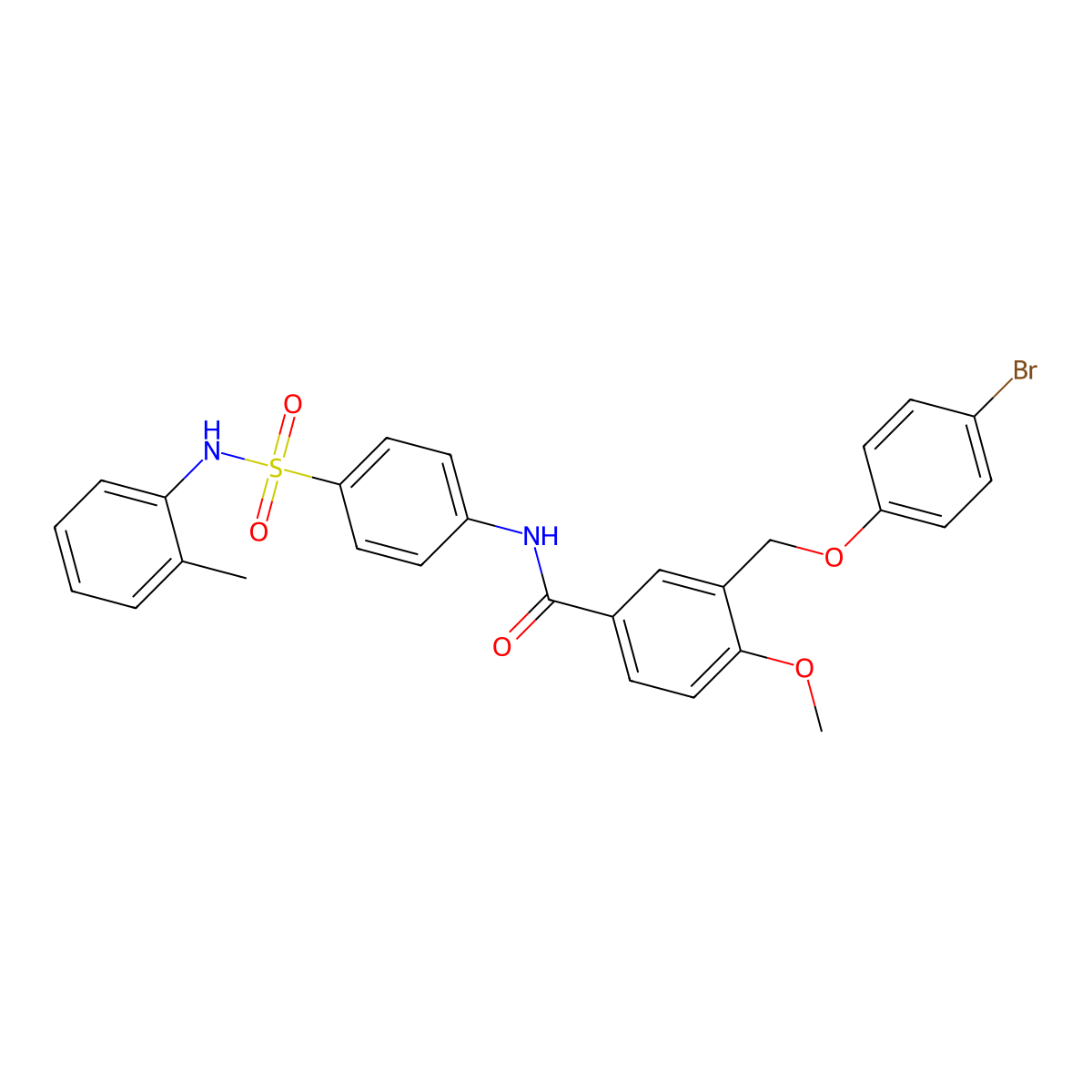 3-[(4-bromophenoxy)methyl]-4-methoxy-N-[4-(2-toluidinosulfonyl)phenyl]benzamide molecular structure, CAS 438229-91-5