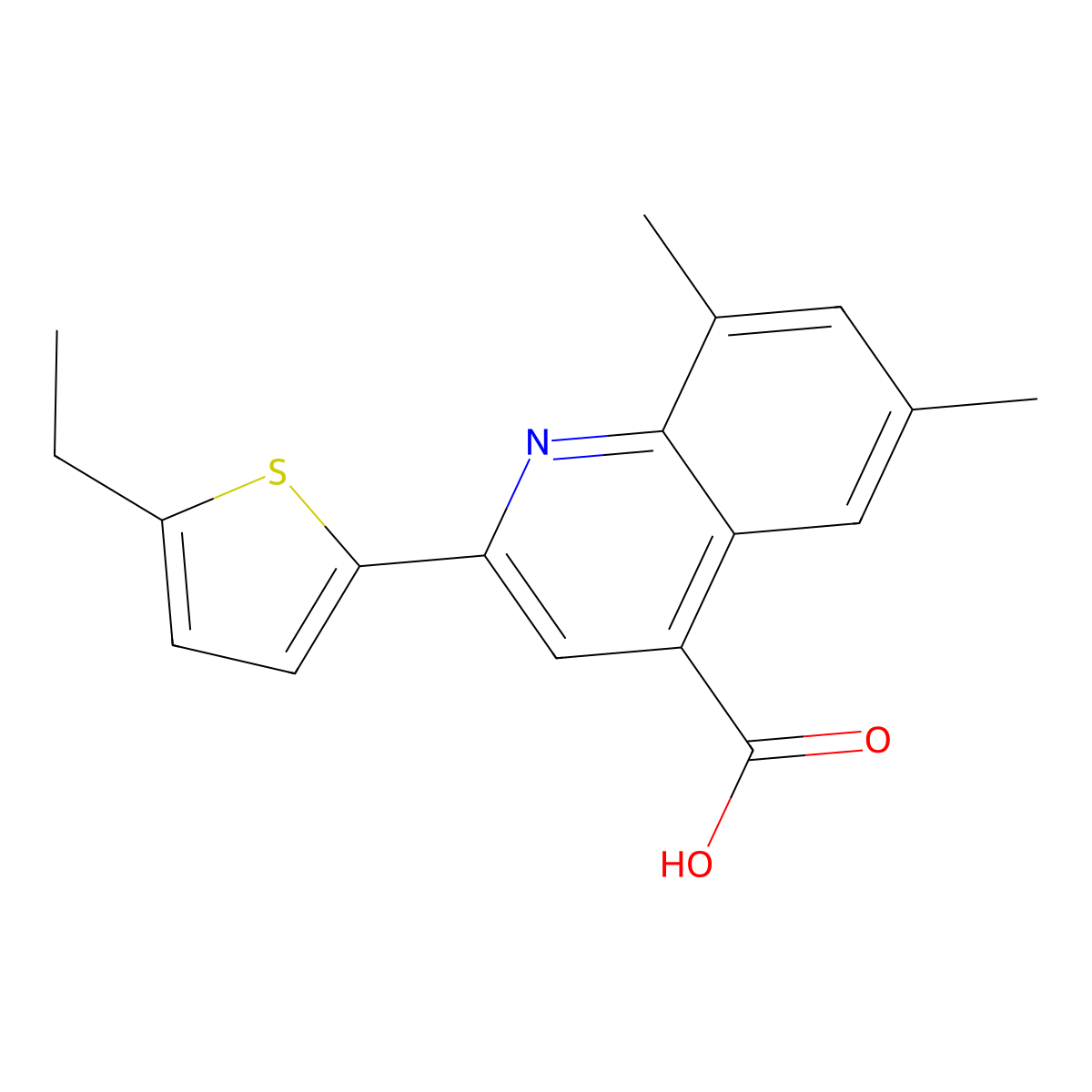 2-(5-Ethylthien-2-yl)-6,8-dimethylquinoline-4-carboxylic acid molecular structure, CAS 438230-08-1