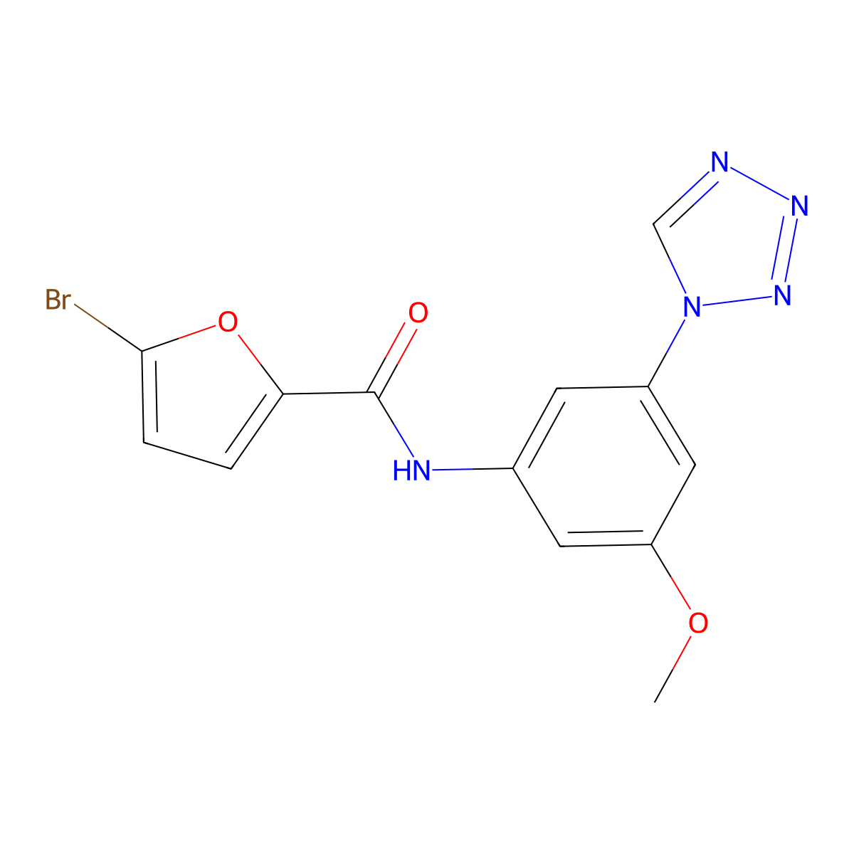 5-Bromo-N-[3-methoxy-5-(1H-tetrazol-1-yl)phenyl]-2-furancarboxamide molecular structure, CAS 438230-10-5