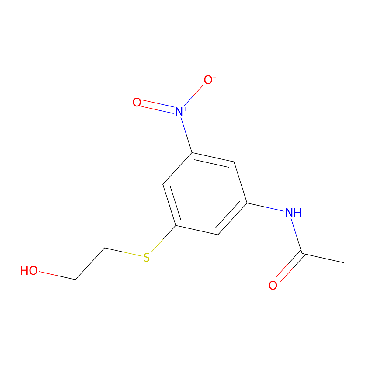 N-[3-(2-hydroxyethylsulfanyl)-5-nitrophenyl]acetamide molecular structure, CAS 438230-17-2