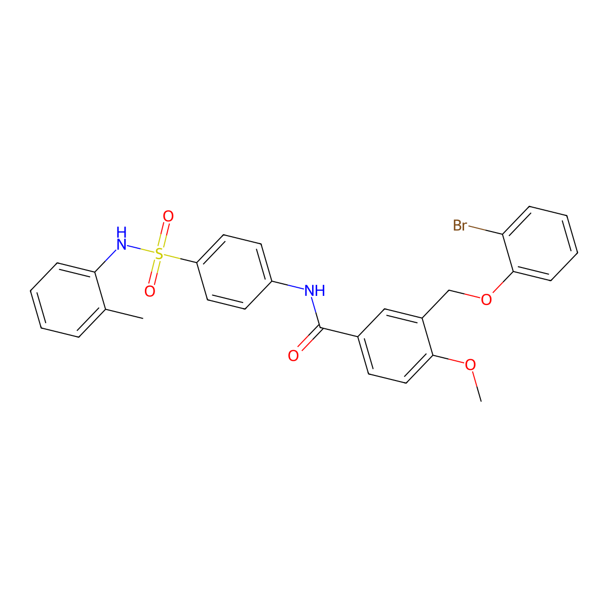 3-[(2-bromophenoxy)methyl]-4-methoxy-N-[4-(2-toluidinosulfonyl)phenyl]benzamide molecular structure, CAS 438230-18-3
