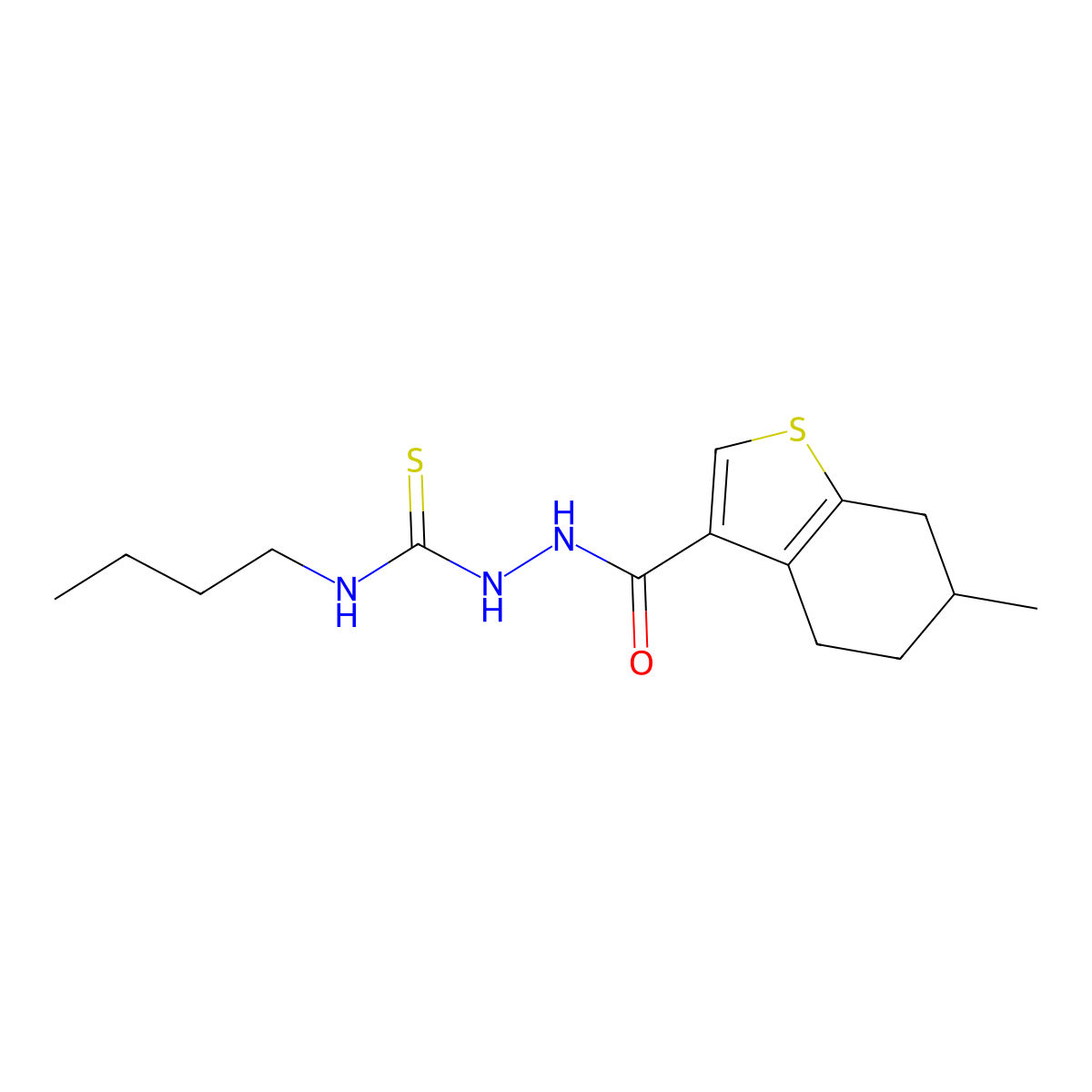 N-butyl-2-[(6-methyl-4,5,6,7-tetrahydro-1-benzothien-3-yl)carbonyl]hydrazinecarbothioamide molecular structure, CAS 438230-19-4
