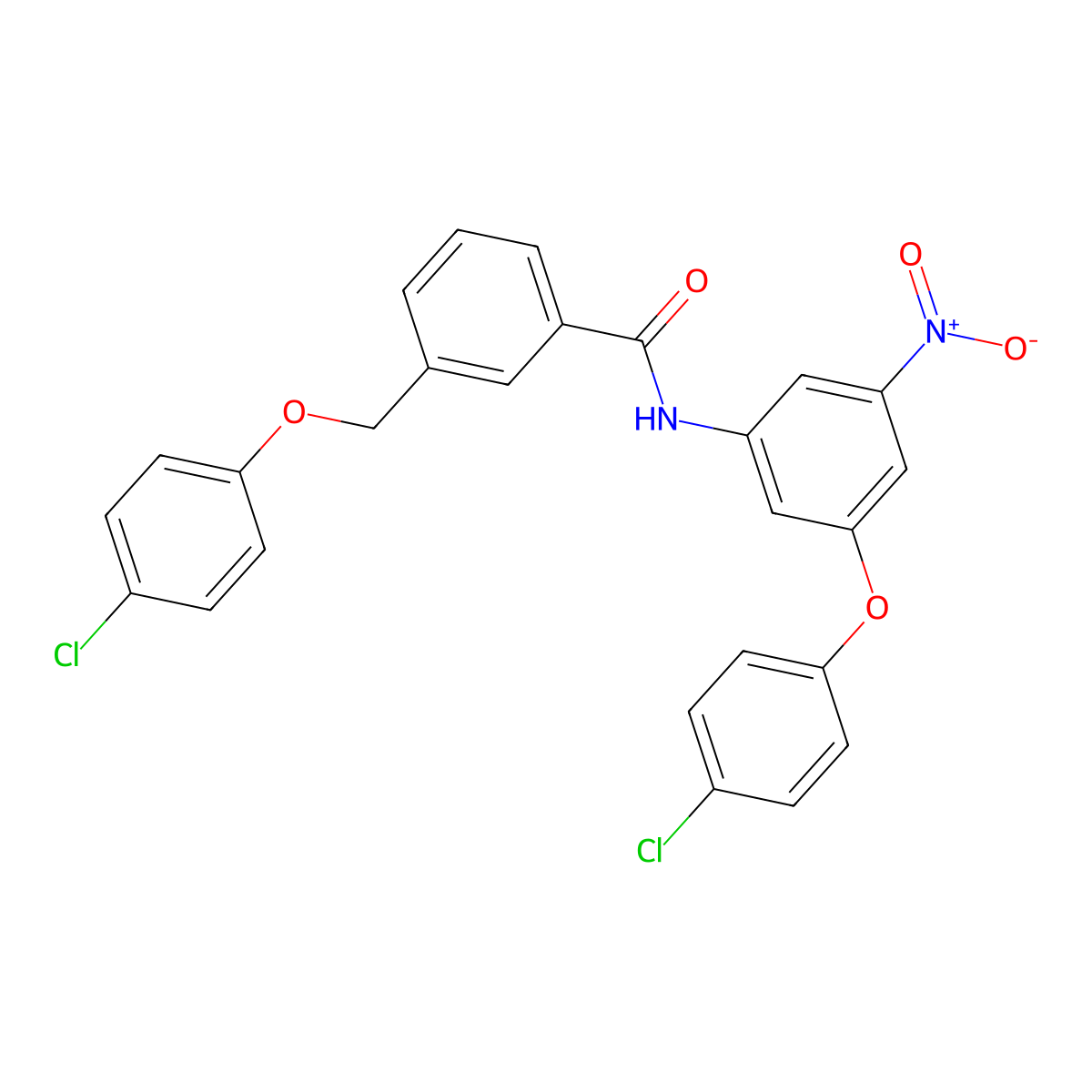 3-[(4-chlorophenoxy)methyl]-N-[3-(4-chlorophenoxy)-5-nitrophenyl]benzamide molecular structure, CAS 438230-28-5