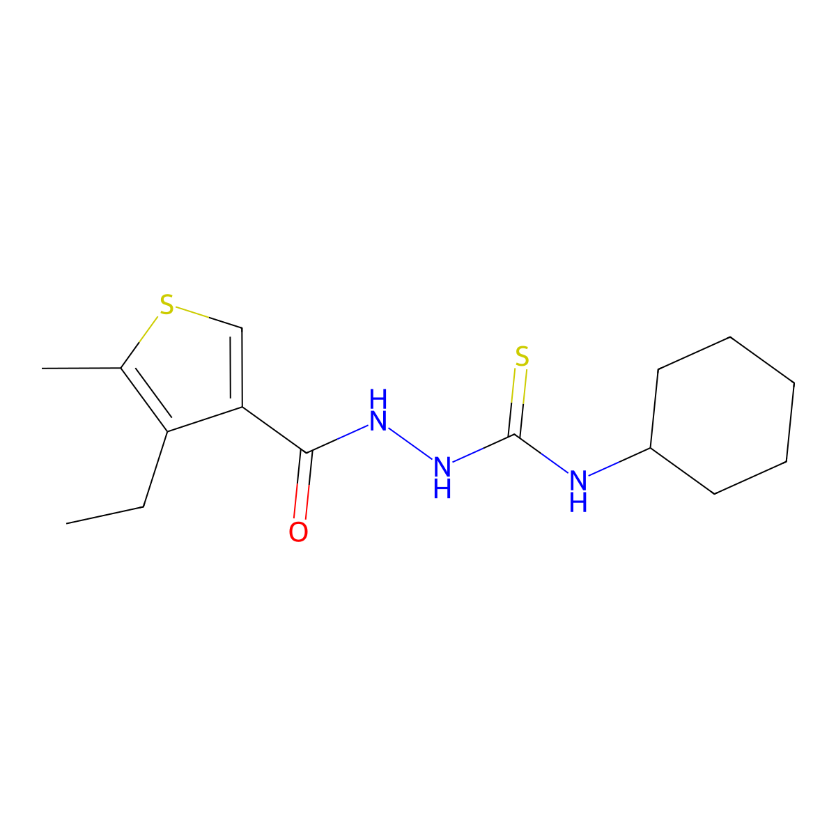 1-Cyclohexyl-3-[(4-ethyl-5-methylthiophene-3-carbonyl)amino]thiourea molecular structure, CAS 438230-29-6