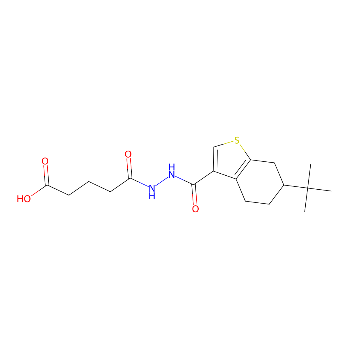 5-{2-[(6-Tert-butyl-4,5,6,7-tetrahydro-1-benzothien-3-yl)carbonyl]hydrazino}-5-oxopentanoic acid molecular structure, CAS 438230-32-1