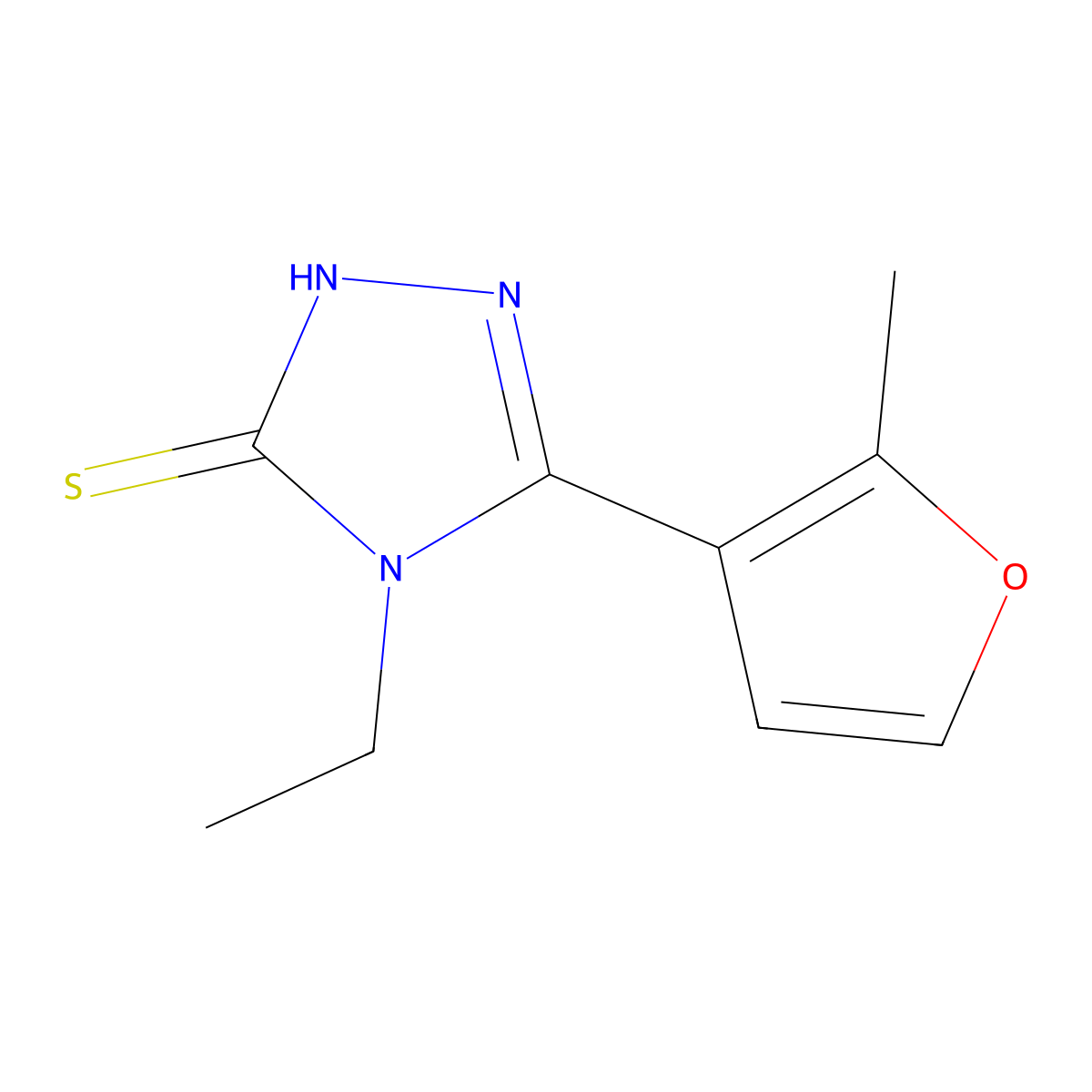 4-ethyl-5-(2-methyl-3-furyl)-4H-1,2,4-triazole-3-thiol molecular structure, CAS 438230-35-4