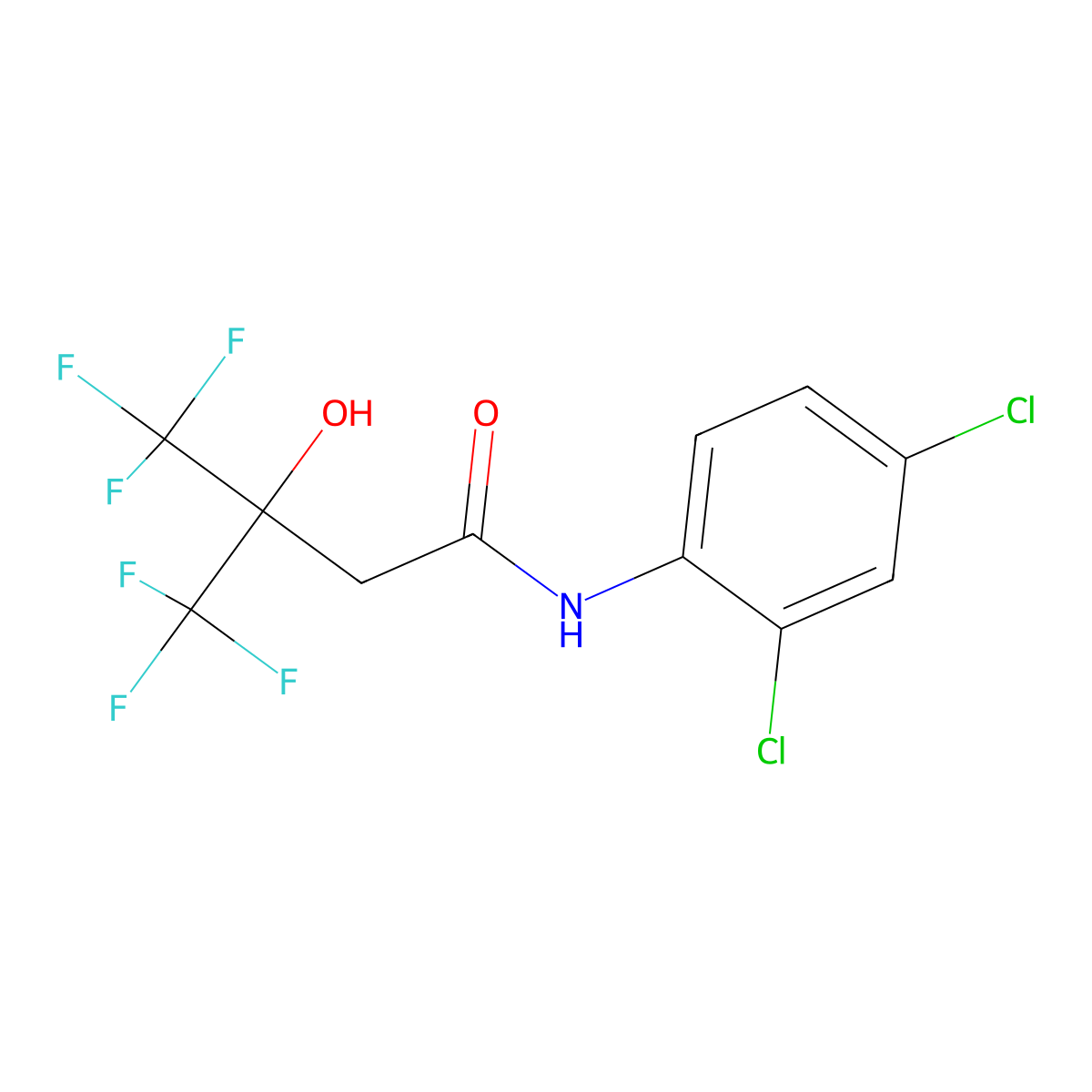 N-(2,4-dichlorophenyl)-4,4,4-trifluoro-3-hydroxy-3-(trifluoromethyl)butanamide molecular structure, CAS 438230-37-6