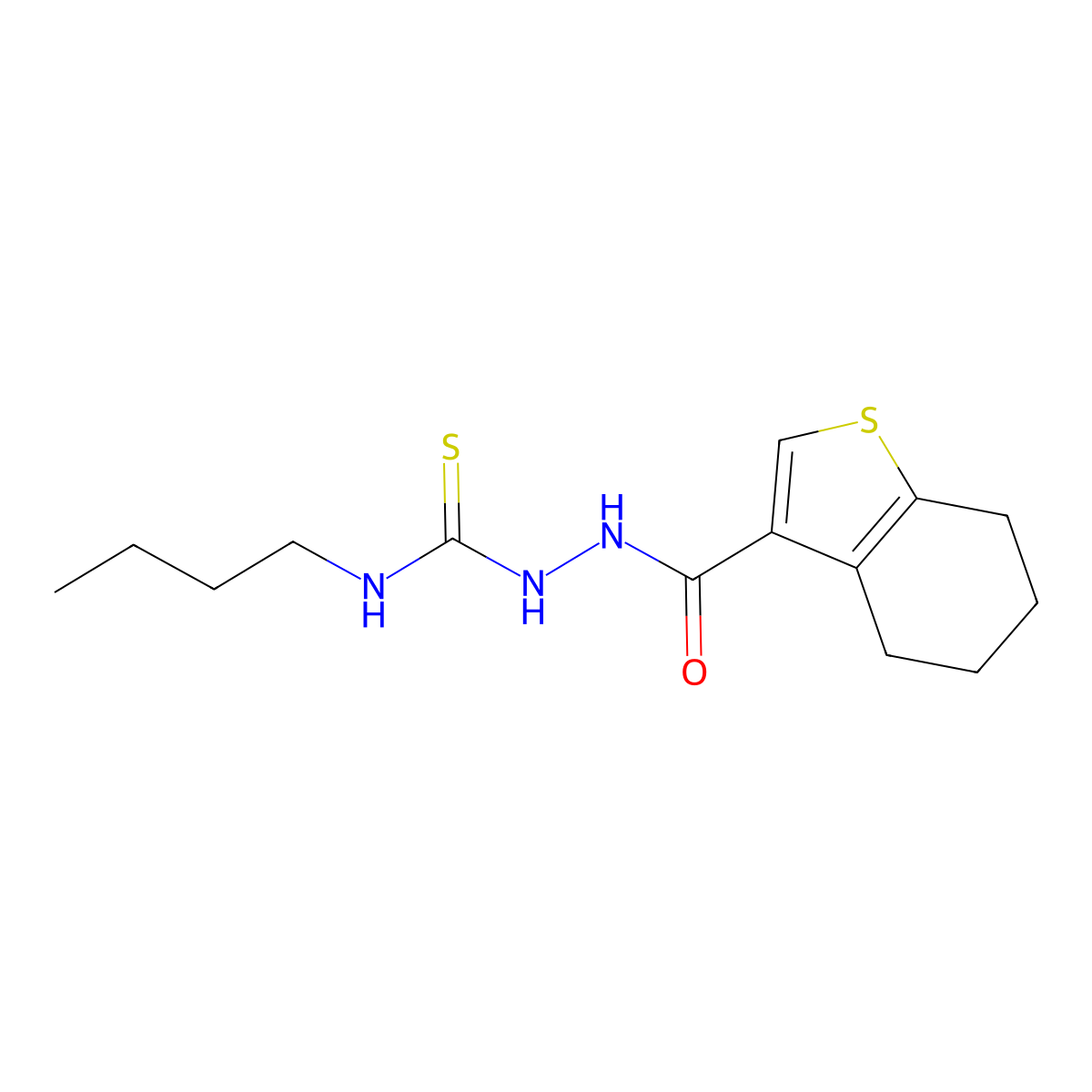 1-Butyl-3-(4,5,6,7-tetrahydro-1-benzothiophene-3-carbonylamino)thiourea molecular structure, CAS 438230-41-2