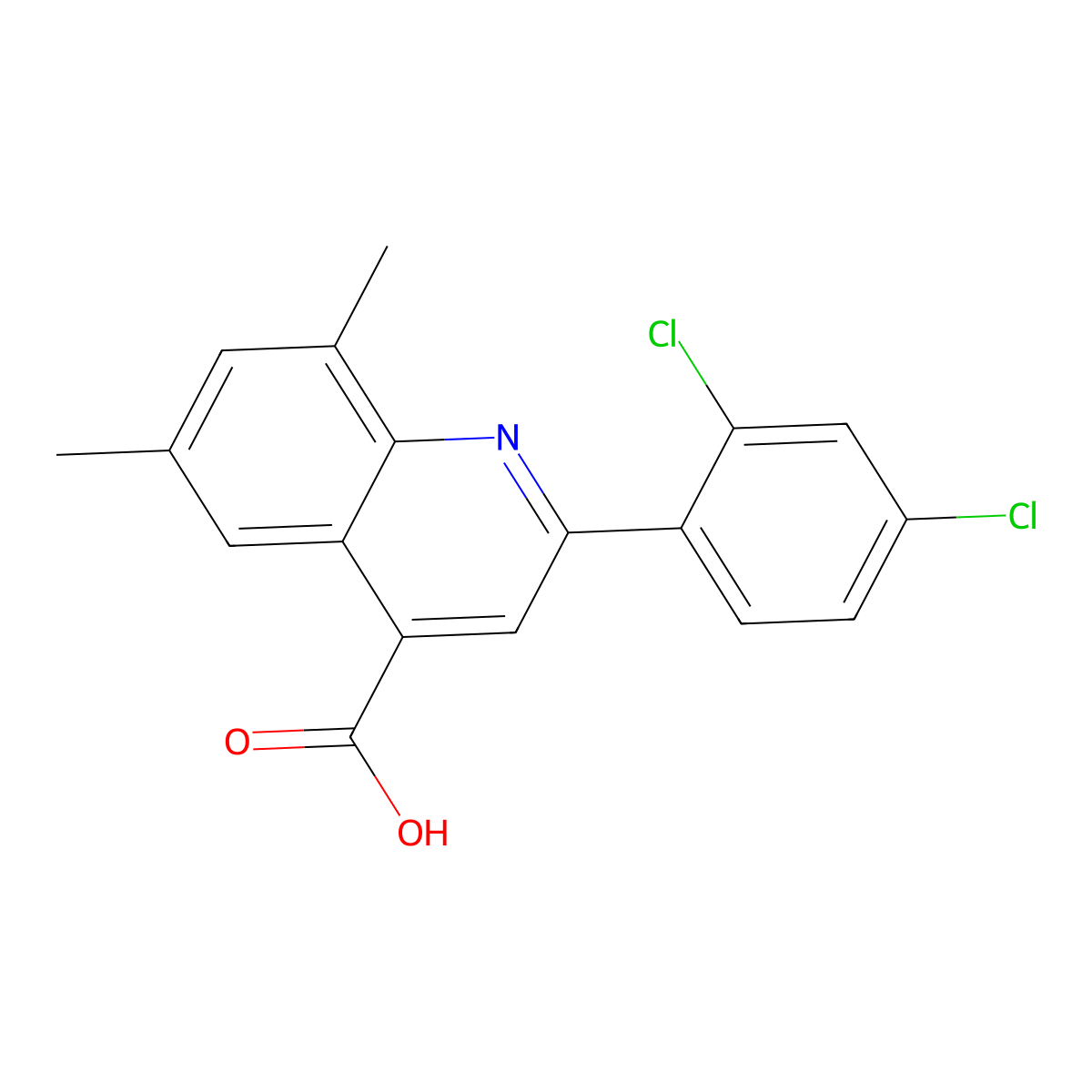 2-(2,4-Dichlorophenyl)-6,8-dimethylquinoline-4-carboxylic acid molecular structure, CAS 438230-42-3