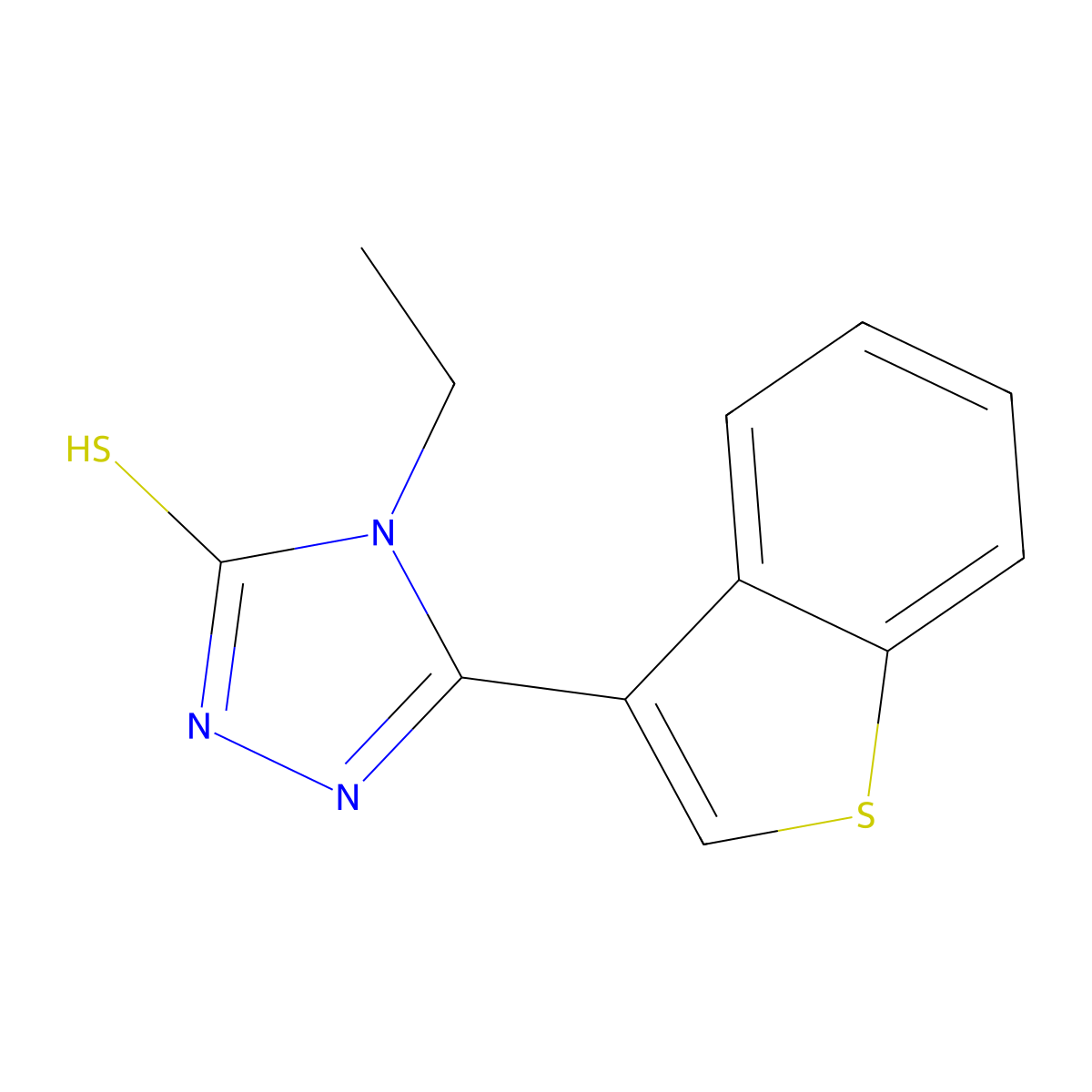 5-(1-benzothien-3-yl)-4-ethyl-4H-1,2,4-triazole-3-thiol molecular structure, CAS 438230-43-4