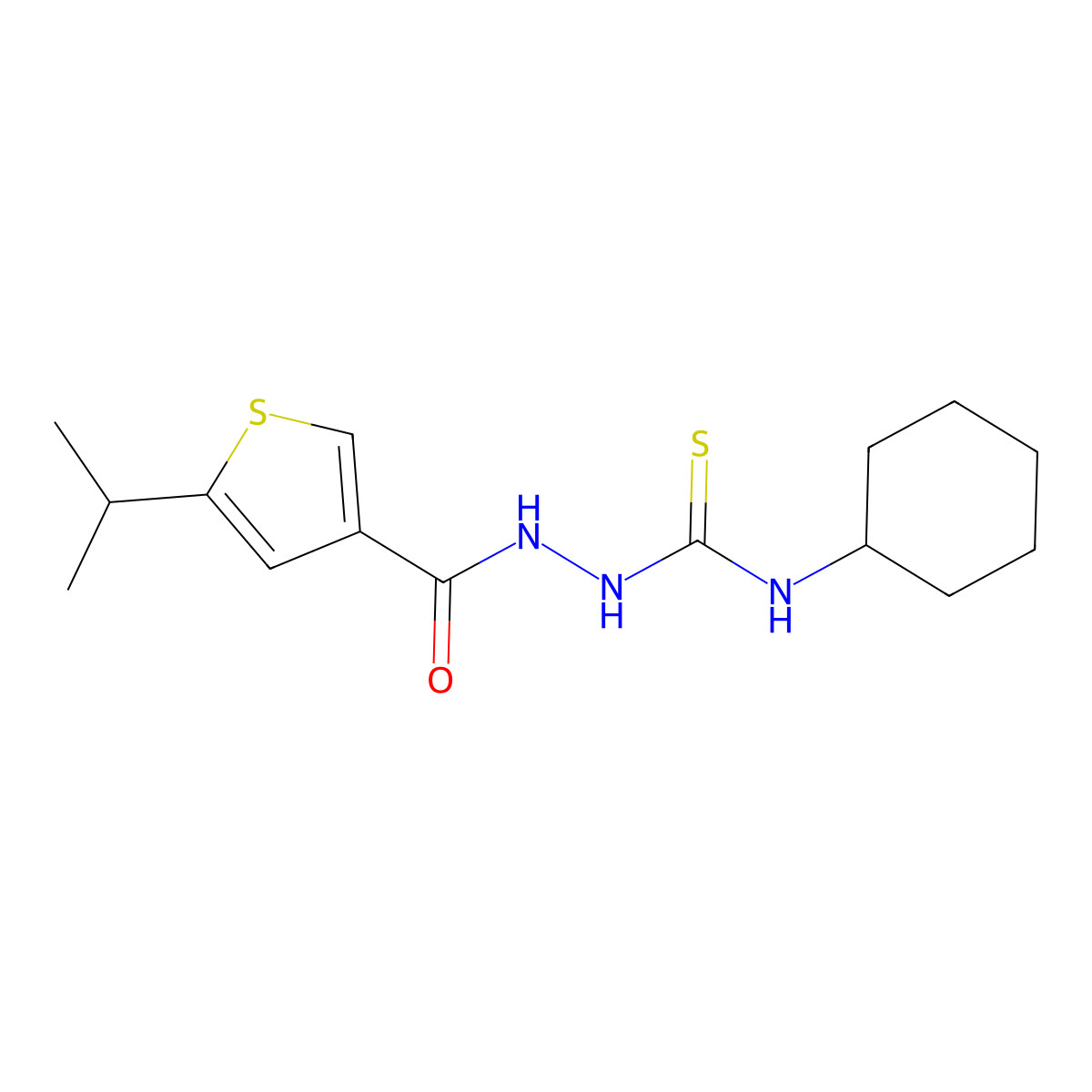 N-cyclohexyl-2-[(5-isopropyl-3-thienyl)carbonyl]hydrazinecarbothioamide molecular structure, CAS 438230-55-8